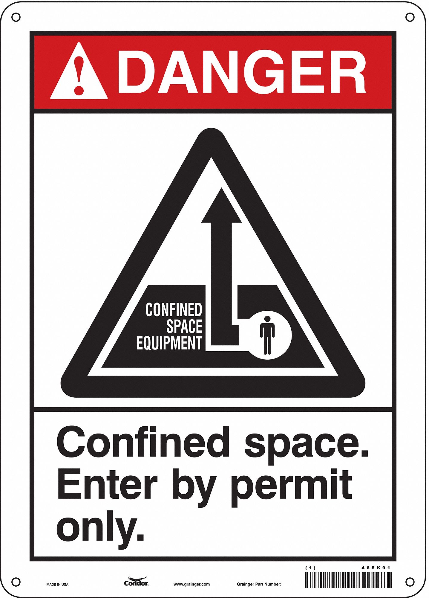 Safety Sign: Polyethylene, Mounting Holes Sign Mounting, 14 in x 10 in Nominal Sign Size