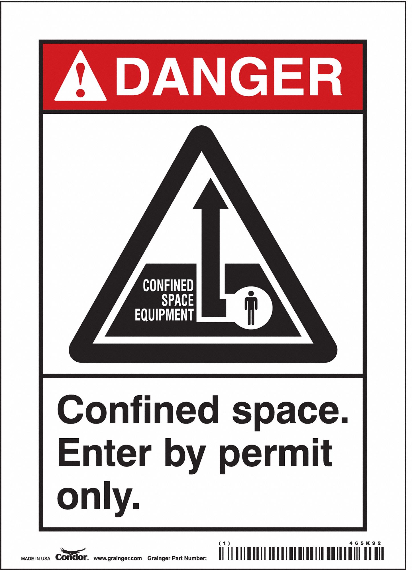 Safety Sign: Vinyl, Adhesive Sign Mounting, 7 in x 5 in Nominal Sign Size, Not Retroreflective