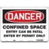 Danger: Confined Space Entry Can Be Fatal Enter By Permit Only Signs
