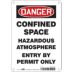 Danger: Confined Space Hazardous Atmosphere Entry By Permit Only Signs