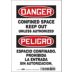 Danger/Peligro: Confined Space Keep Out Unless Authorized/Espacio Confinado. Prohibida La Entrada Sin Autorizacion. Signs