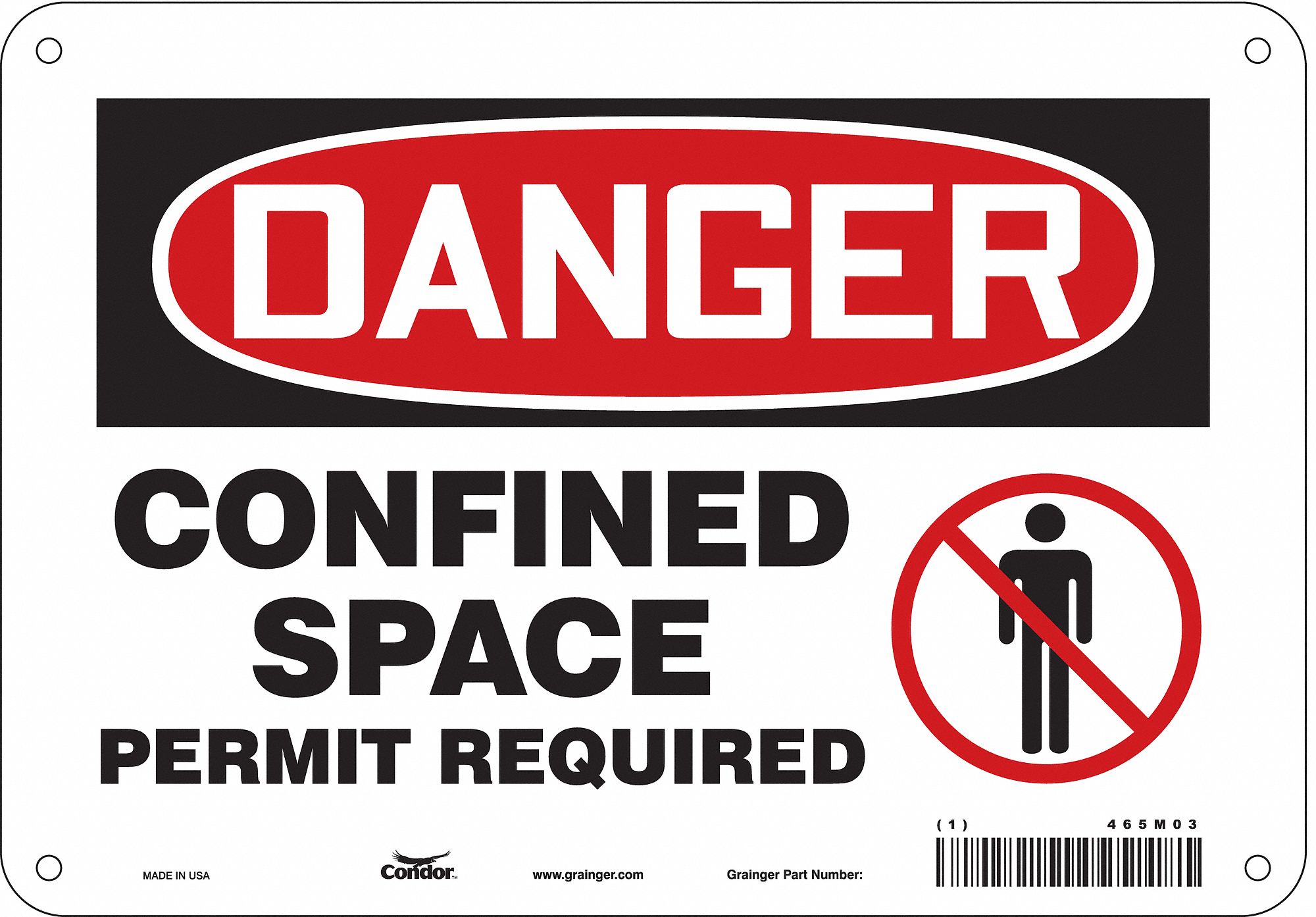 Safety Sign: Polyethylene, Mounting Holes Sign Mounting, 7 in x 10 in Nominal Sign Size, Danger