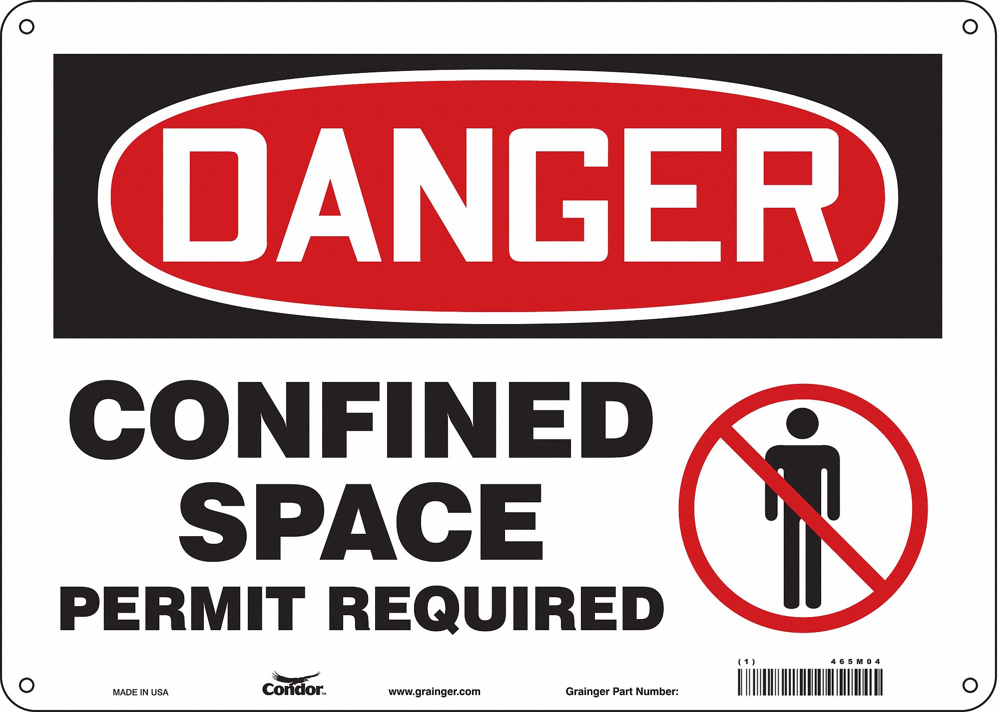 Safety Sign: Polyethylene, Mounting Holes Sign Mounting, 10 in x 14 in Nominal Sign Size, Danger