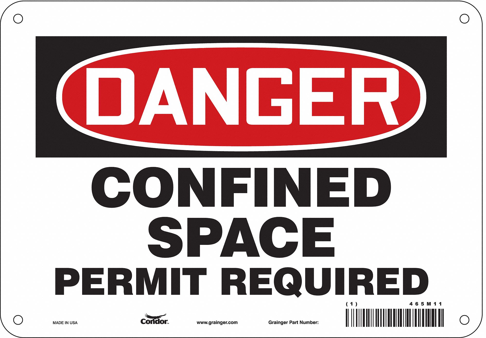 Safety Sign: Polyethylene, Mounting Holes Sign Mounting, 7 in x 10 in Nominal Sign Size, Danger
