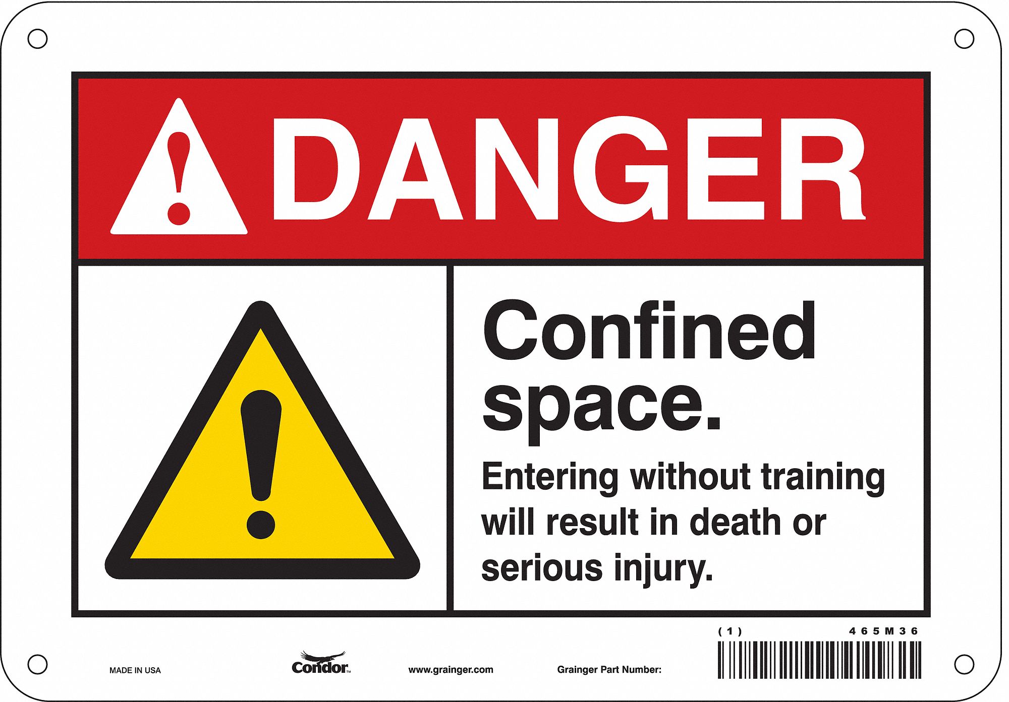 Safety Sign: Polyethylene, Mounting Holes Sign Mounting, 7 in x 10 in Nominal Sign Size, Danger
