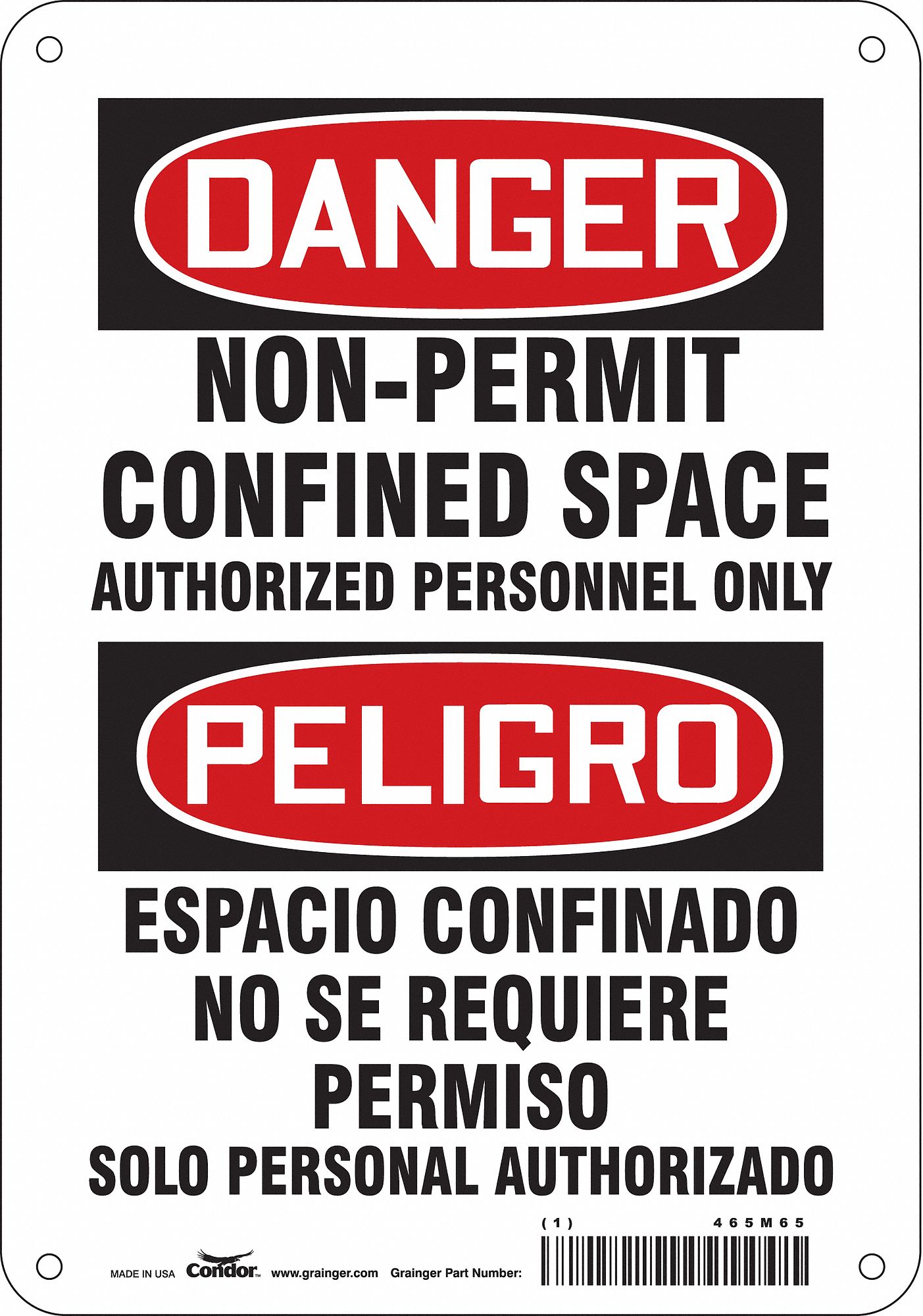 Safety Sign: Aluminum, Mounting Holes Sign Mounting, 10 in x 7 in Nominal Sign Size, 0.032 in Thick