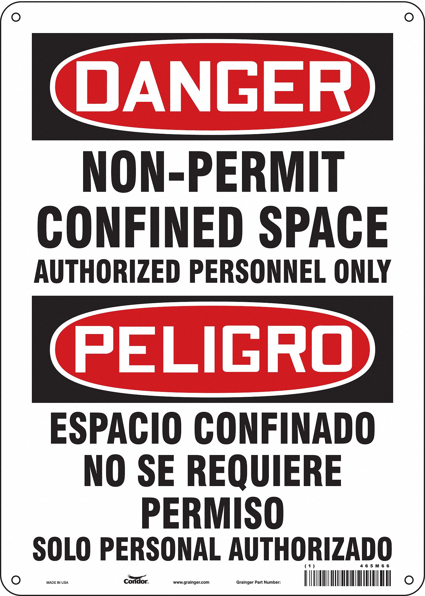 Safety Sign: Aluminum, Mounting Holes Sign Mounting, 14 in x 10 in Nominal Sign Size, 0.032 in Thick