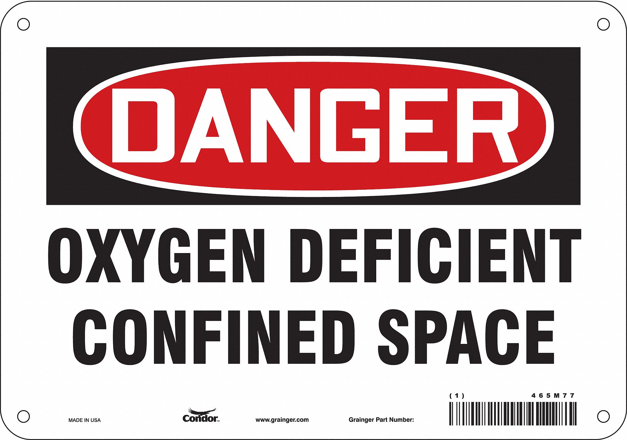 Safety Sign: Polyethylene, Mounting Holes Sign Mounting, 7 in x 10 in Nominal Sign Size, Danger