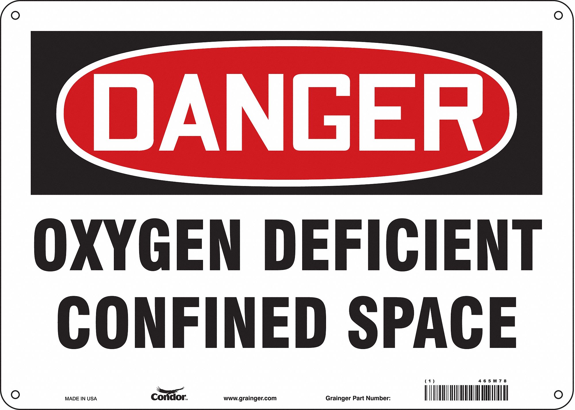 Safety Sign: Polyethylene, Mounting Holes Sign Mounting, 10 in x 14 in Nominal Sign Size, Danger