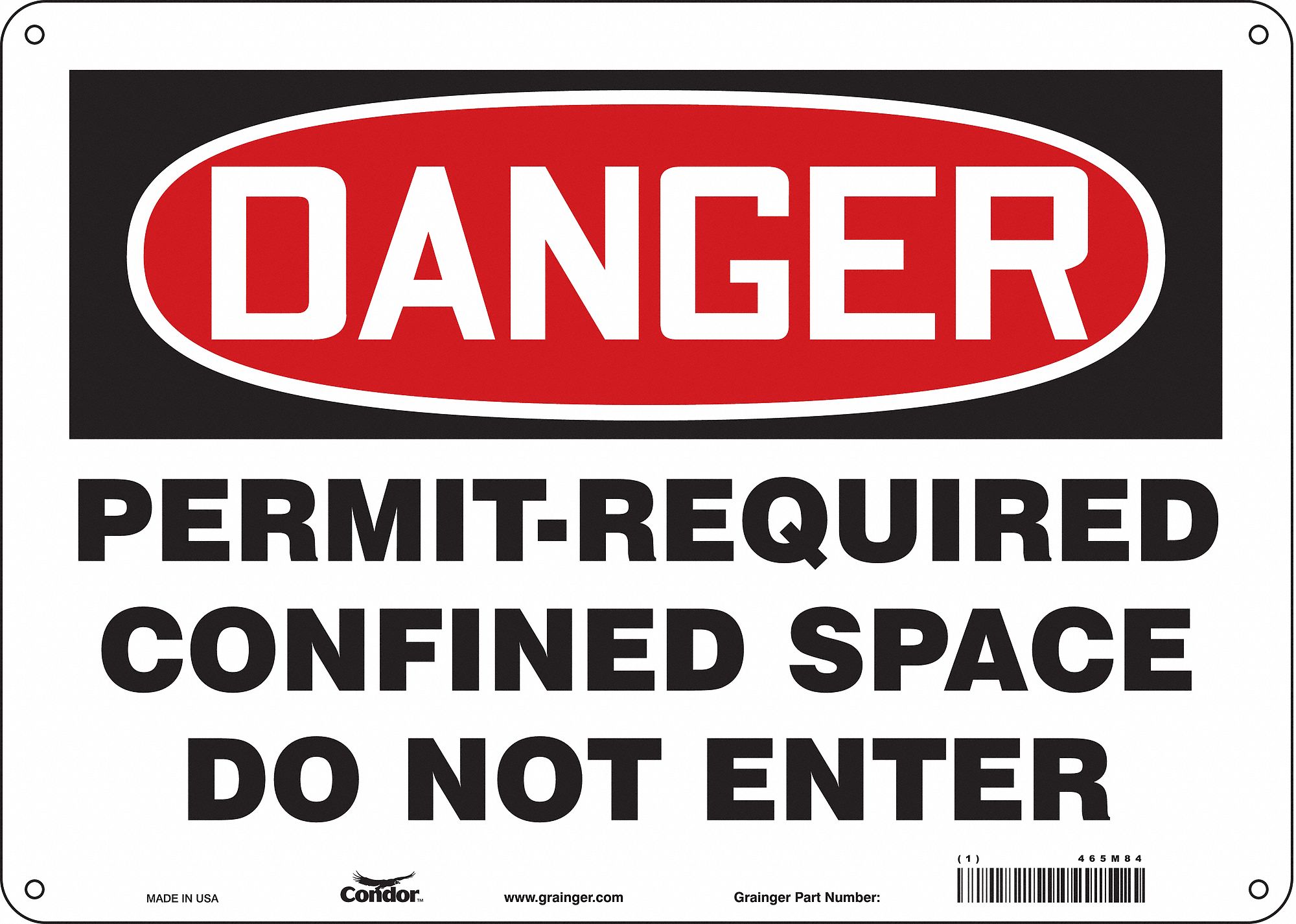Safety Sign, 10 in x 14 in, Fiberglass
