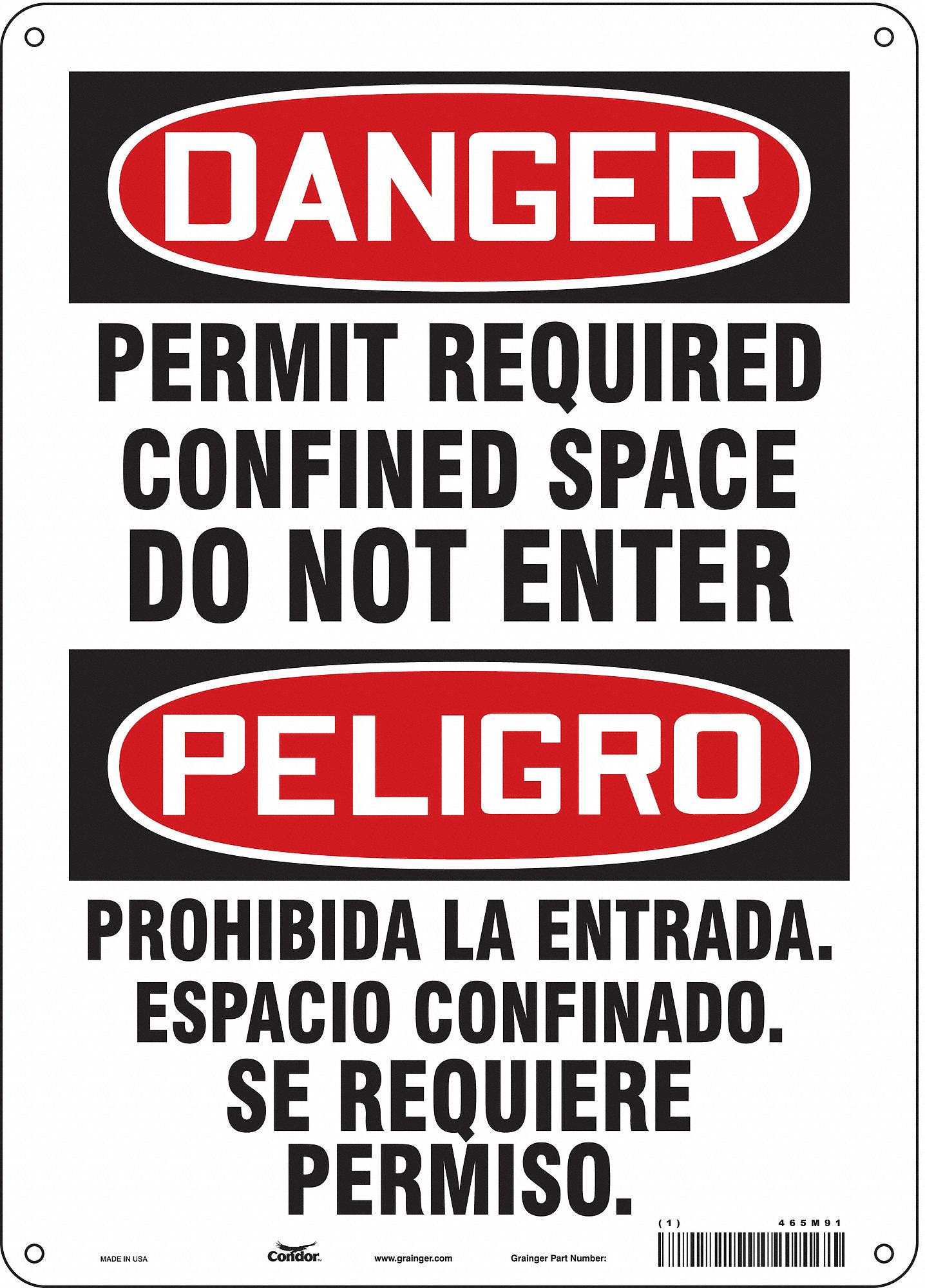 Safety Sign: Aluminum, Mounting Holes Sign Mounting, 14 in x 10 in Nominal Sign Size, 0.032 in Thick