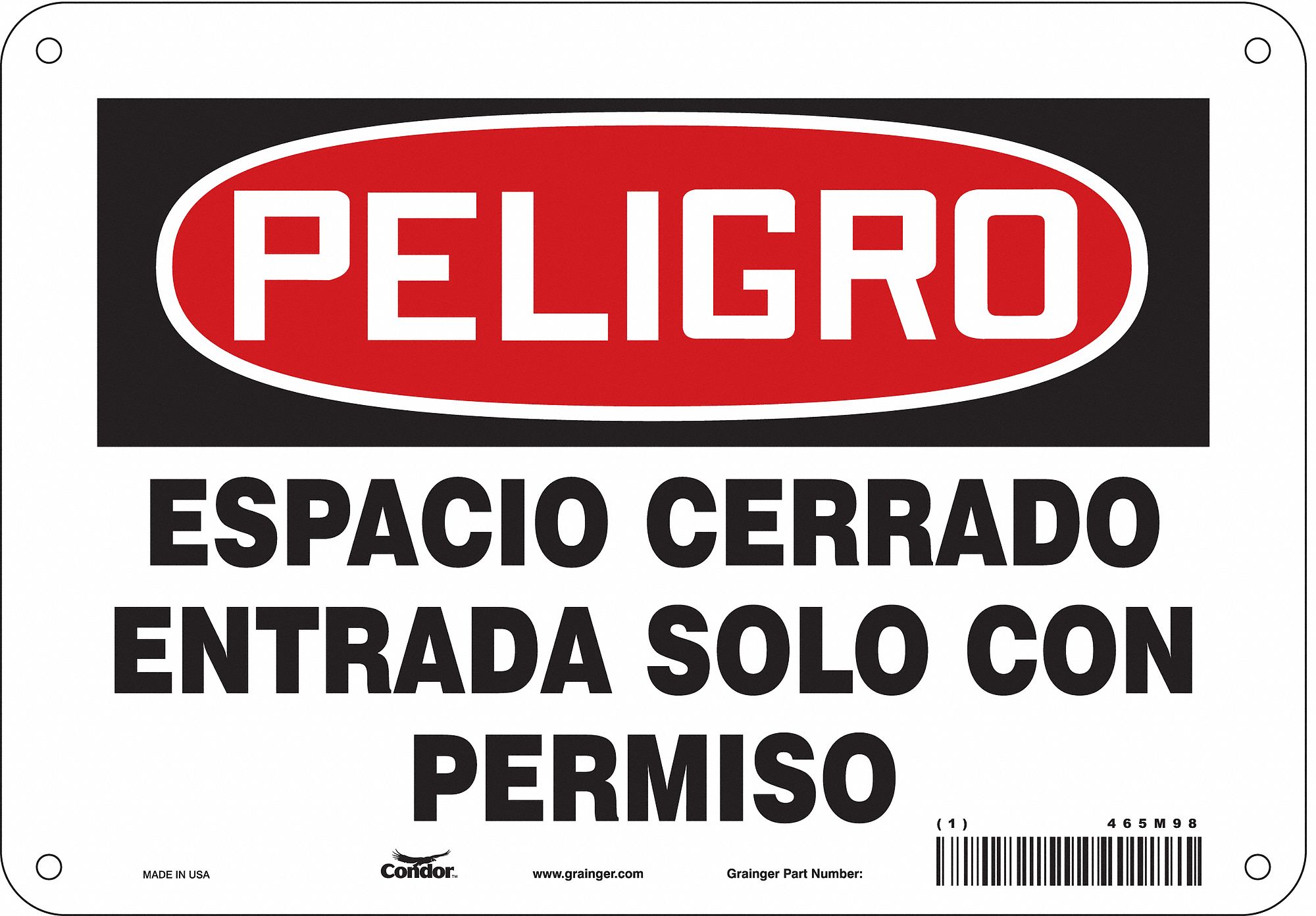 Safety Sign: Aluminum, Mounting Holes Sign Mounting, 7 in x 10 in Nominal Sign Size, 0.032 in Thick