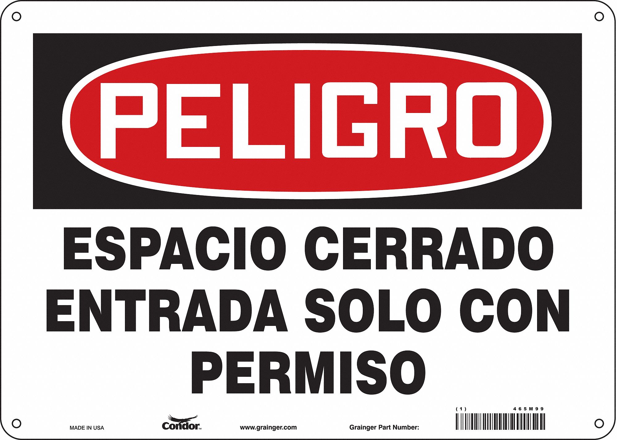 Safety Sign: Aluminum, Mounting Holes Sign Mounting, 10 in x 14 in Nominal Sign Size, 0.032 in Thick