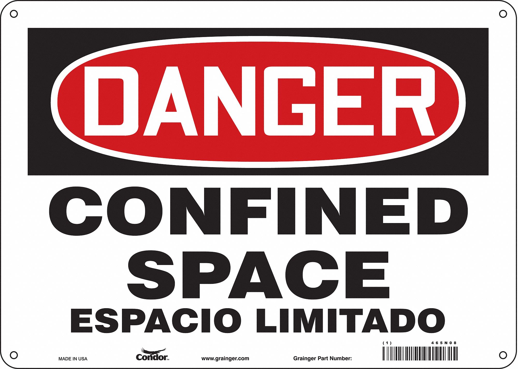 Safety Sign: Aluminum, Mounting Holes Sign Mounting, 10 in x 14 in Nominal Sign Size, 0.032 in Thick