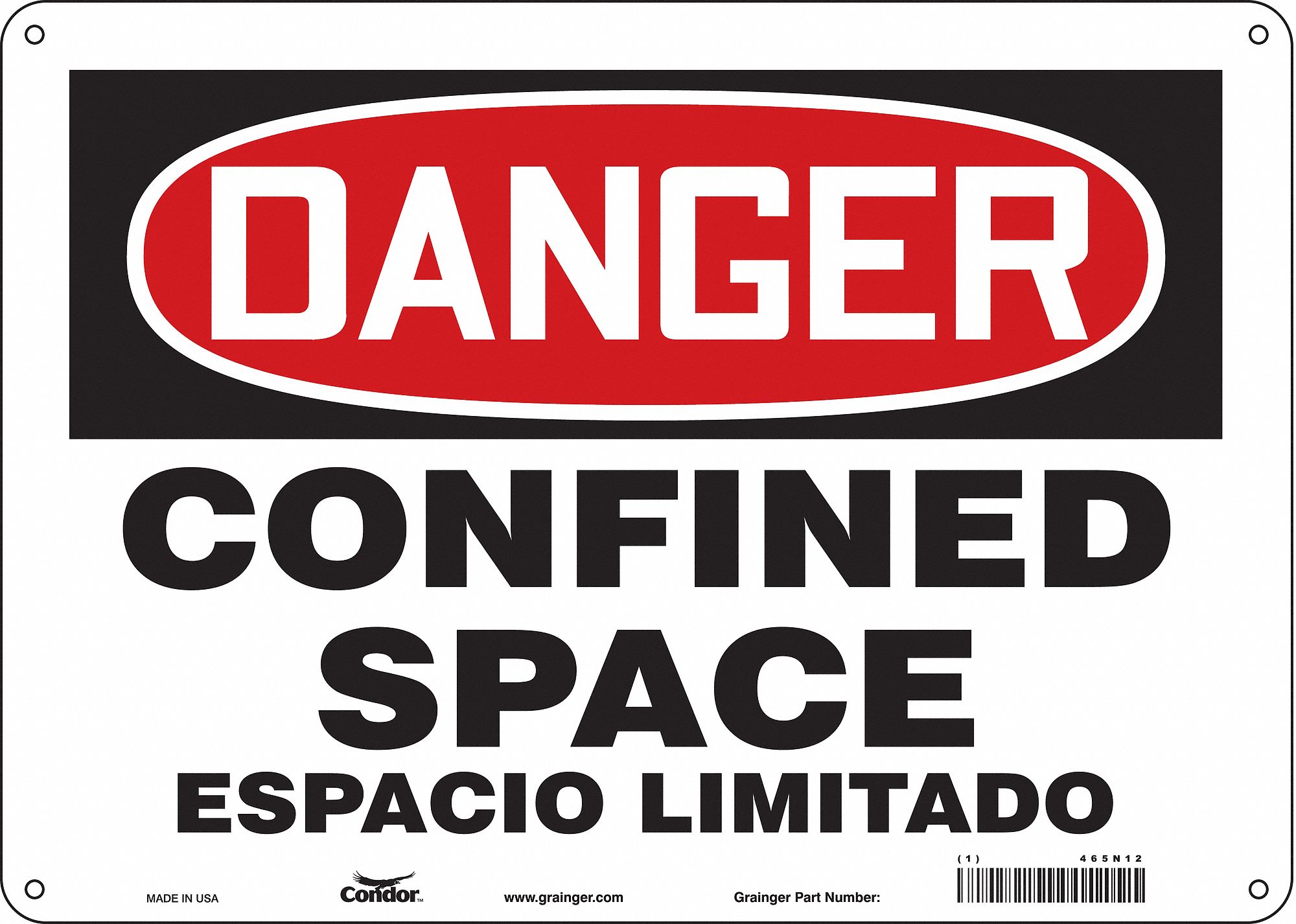 Safety Sign: Polyethylene, Mounting Holes Sign Mounting, 10 in x 14 in Nominal Sign Size, Danger