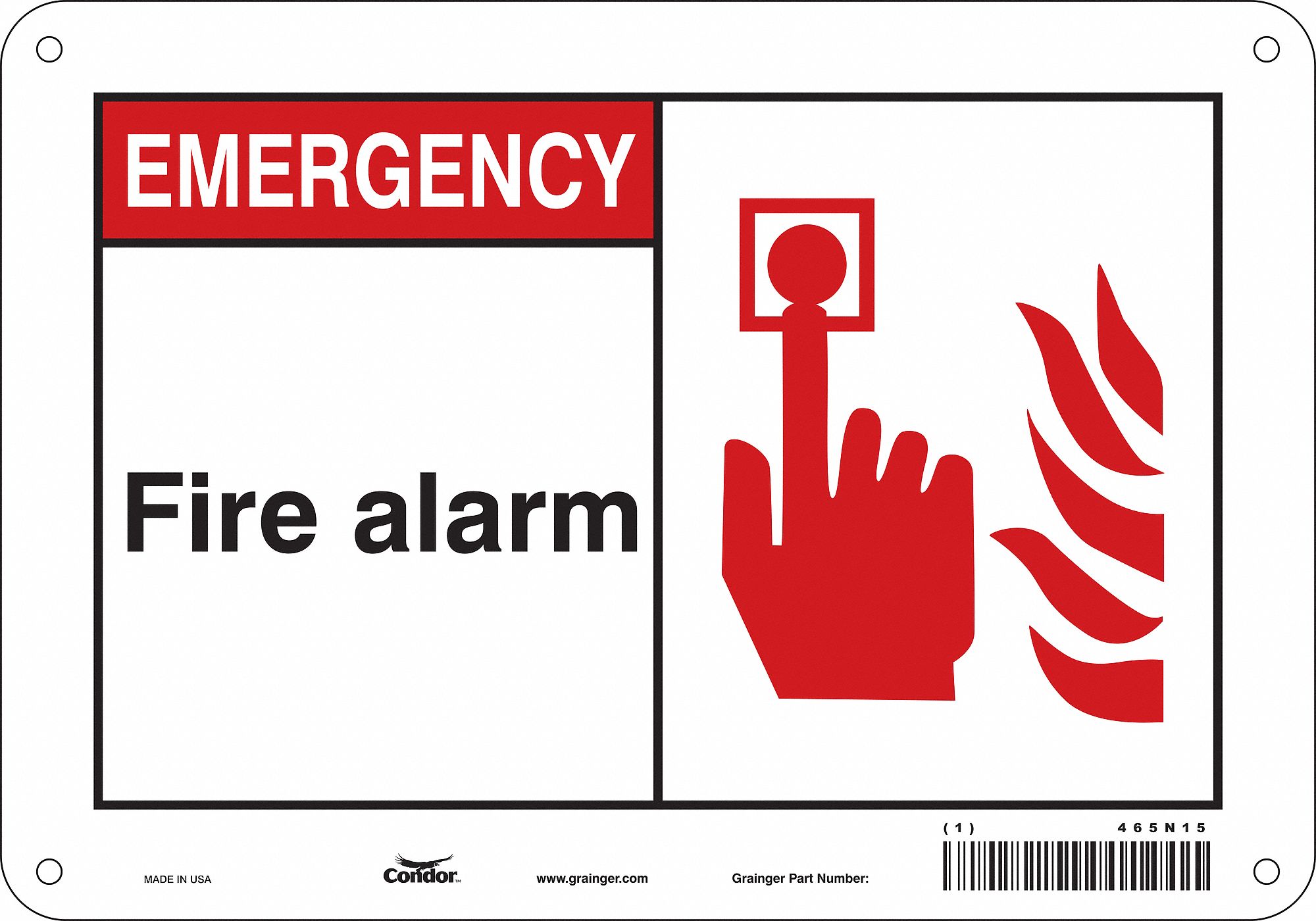 Safety Sign: Aluminum, Mounting Holes Sign Mounting, 7 in x 10 in Nominal Sign Size, 0.032 in Thick