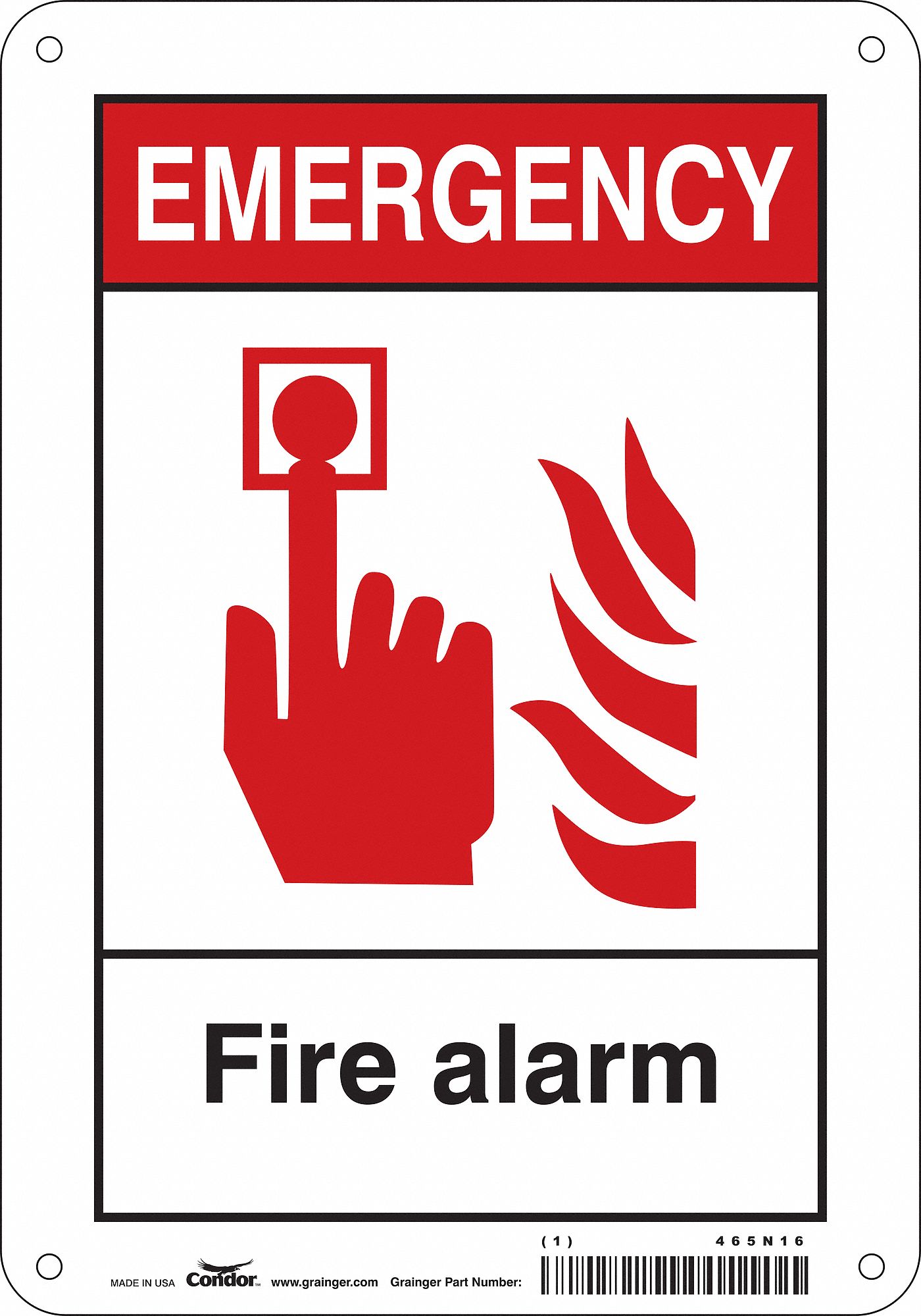 Safety Sign: Aluminum, Mounting Holes Sign Mounting, 10 in x 7 in Nominal Sign Size, 0.032 in Thick