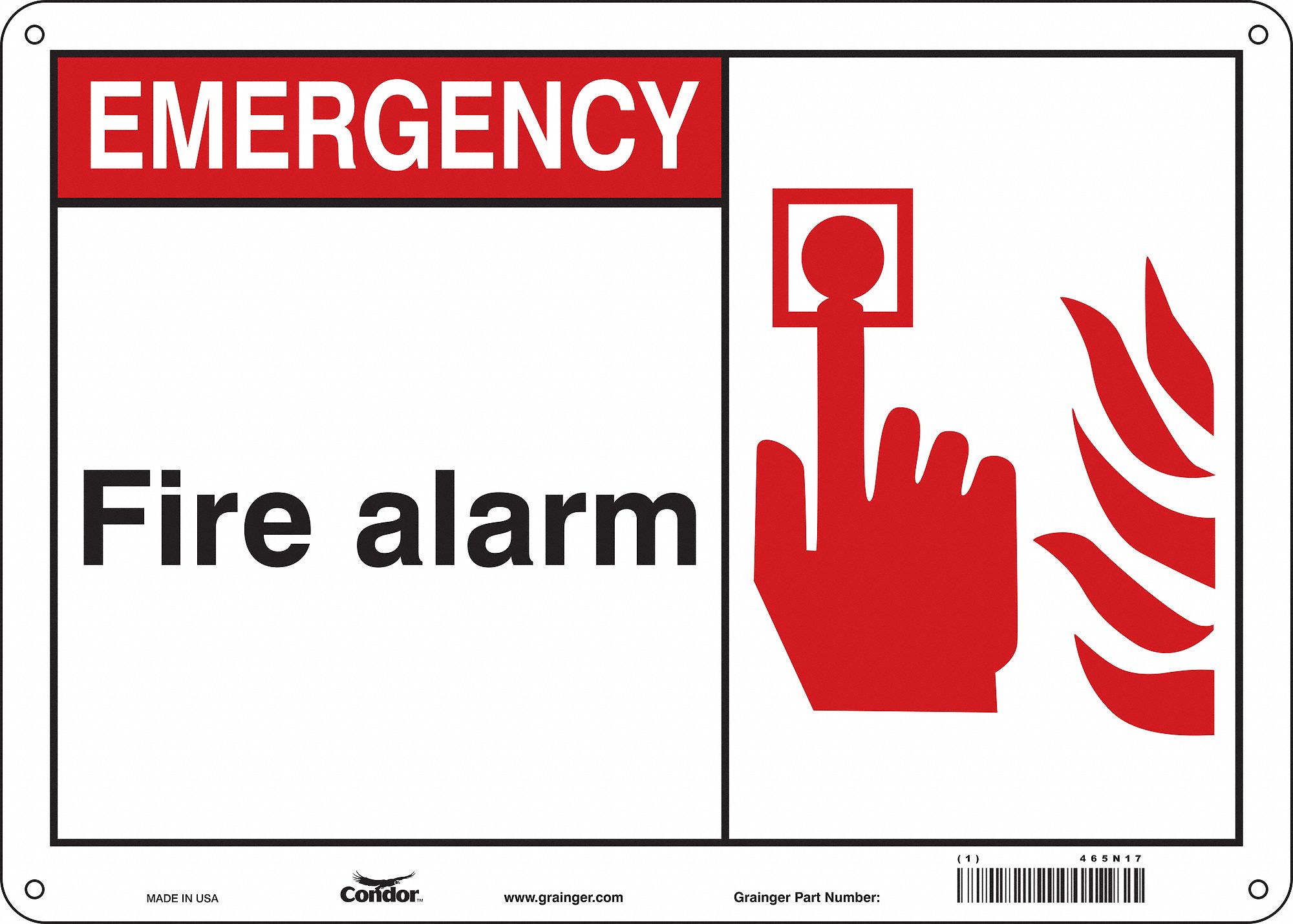 Safety Sign: Aluminum, Mounting Holes Sign Mounting, 10 in x 14 in Nominal Sign Size, 0.032 in Thick