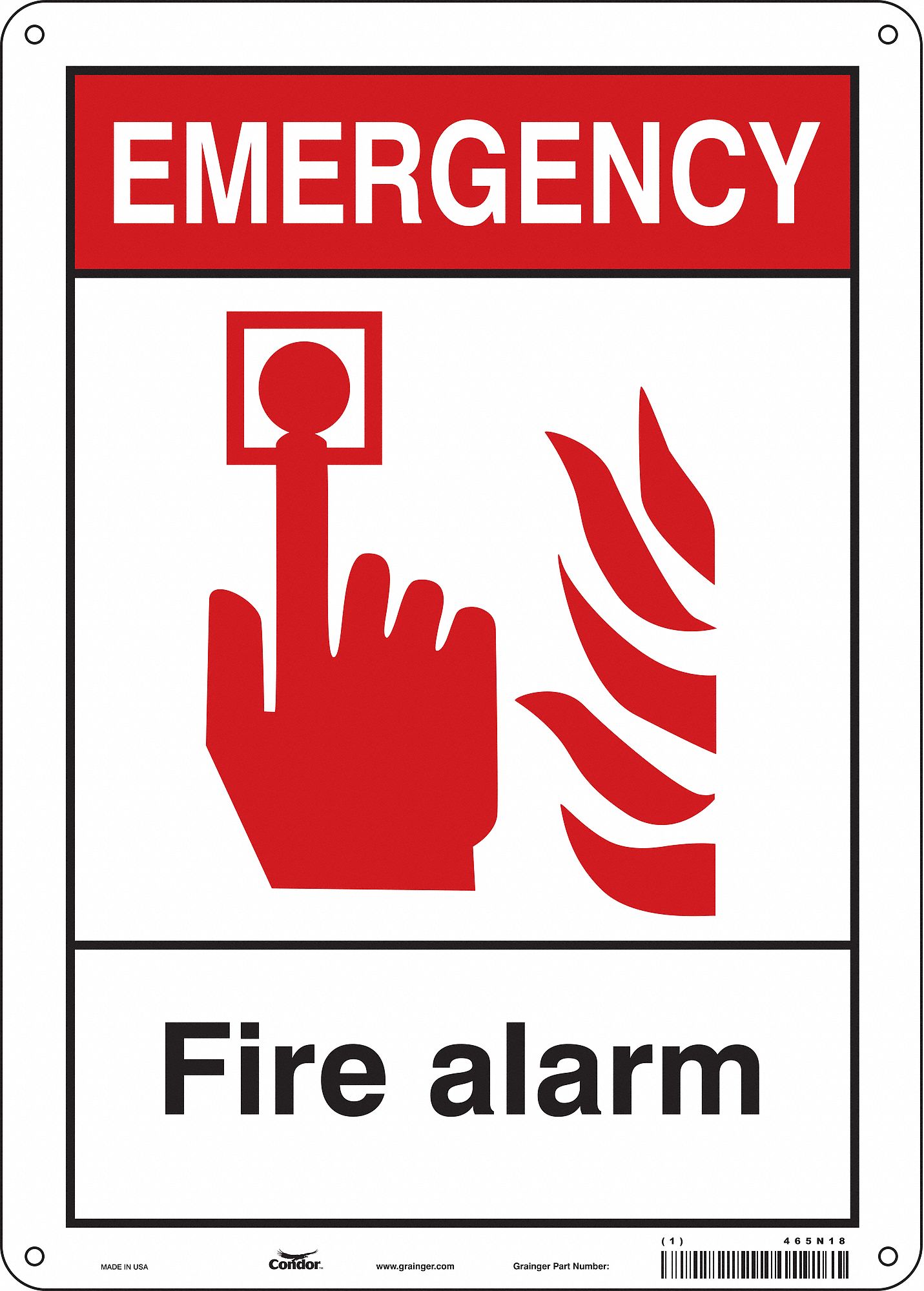 Safety Sign: Aluminum, Mounting Holes Sign Mounting, 14 in x 10 in Nominal Sign Size, 0.032 in Thick