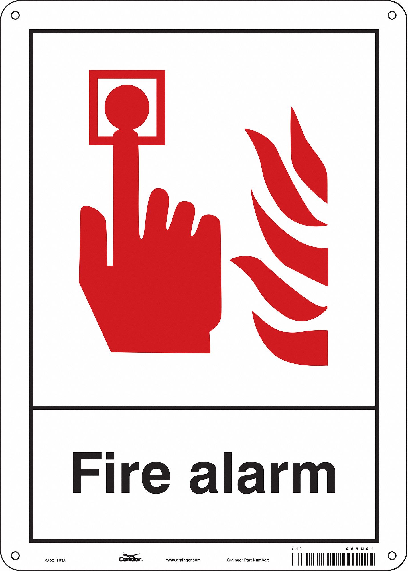 Safety Sign: Aluminum, Mounting Holes Sign Mounting, 14 in x 10 in Nominal Sign Size, 0.032 in Thick