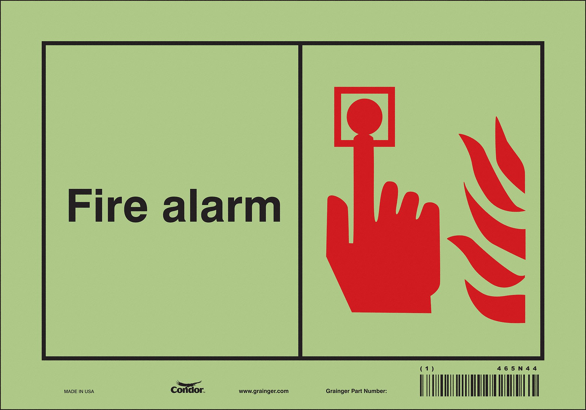 Safety Sign: Glow Vinyl, Adhesive Sign Mounting, 7 in x 10 in Nominal Sign Size, Not Retroreflective