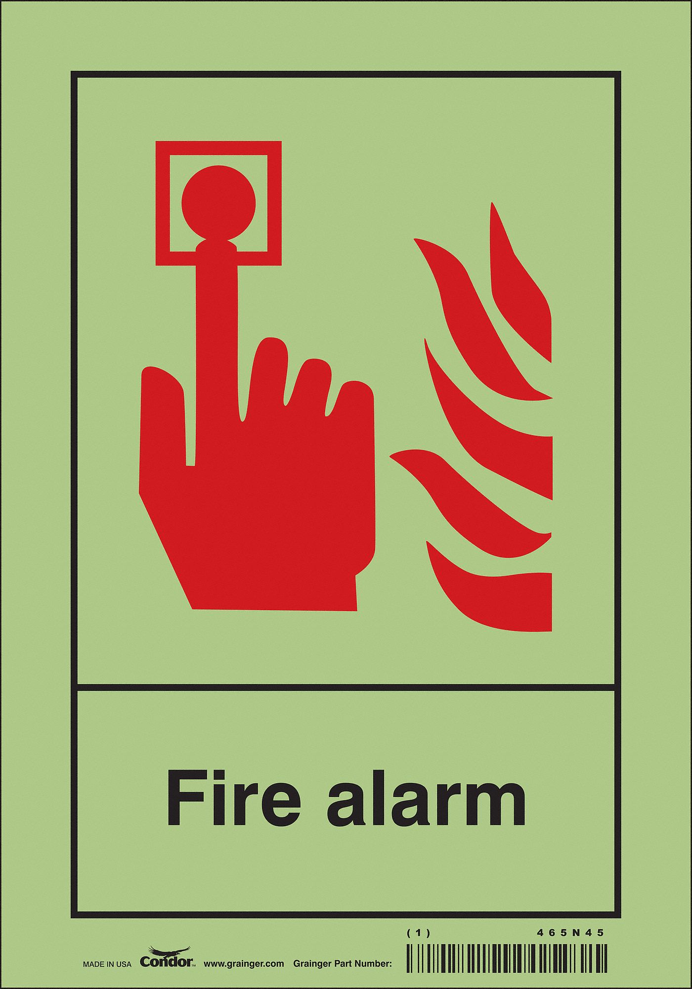Safety Sign: Glow Vinyl, Adhesive Sign Mounting, 10 in x 7 in Nominal Sign Size, Not Retroreflective