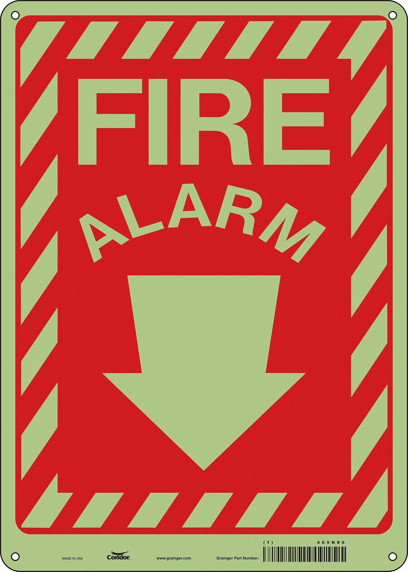 Safety Sign: Glow Vinyl, Adhesive Sign Mounting, 14 in x 10 in Nominal Sign Size, Glow In The Dark