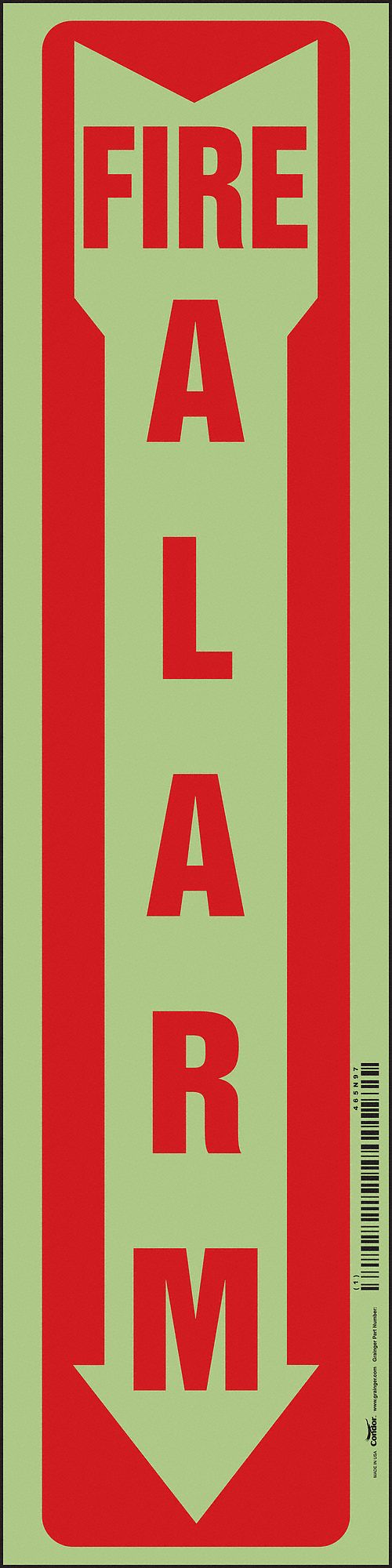 Safety Sign, 14 in x 3 1/2 in, Glow Vinyl