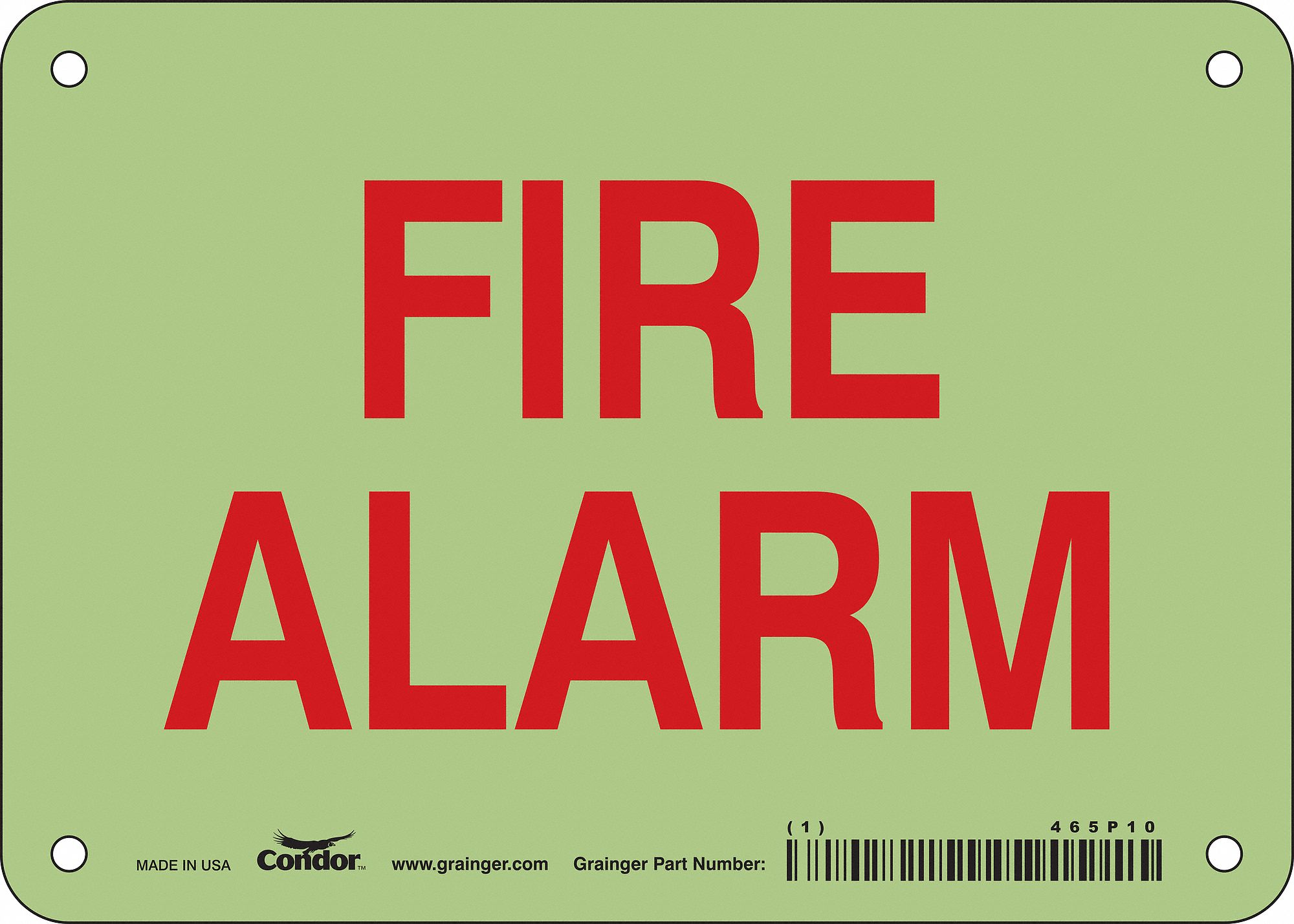 Safety Sign: Glow Vinyl, Adhesive Sign Mounting, 5 in x 7 in Nominal Sign Size, Not Retroreflective