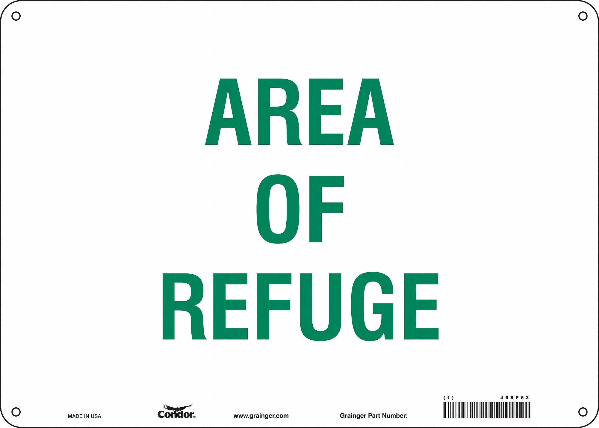 Safety Sign: Polyethylene, Mounting Holes Sign Mounting, 10 in x 14 in Nominal Sign Size, No Header