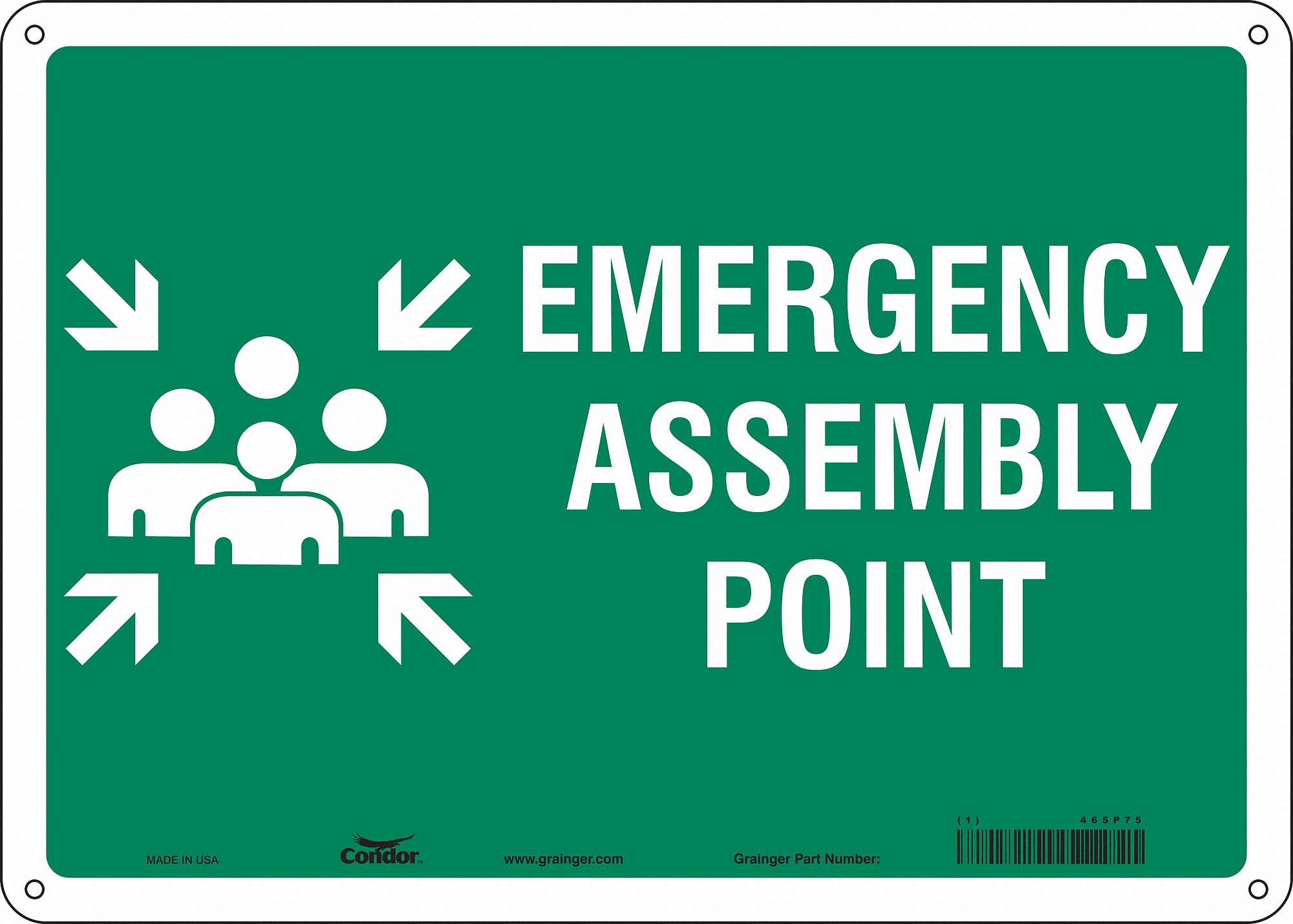 Safety Sign: Aluminum, Mounting Holes Sign Mounting, 10 in x 14 in Nominal Sign Size, 0.032 in Thick