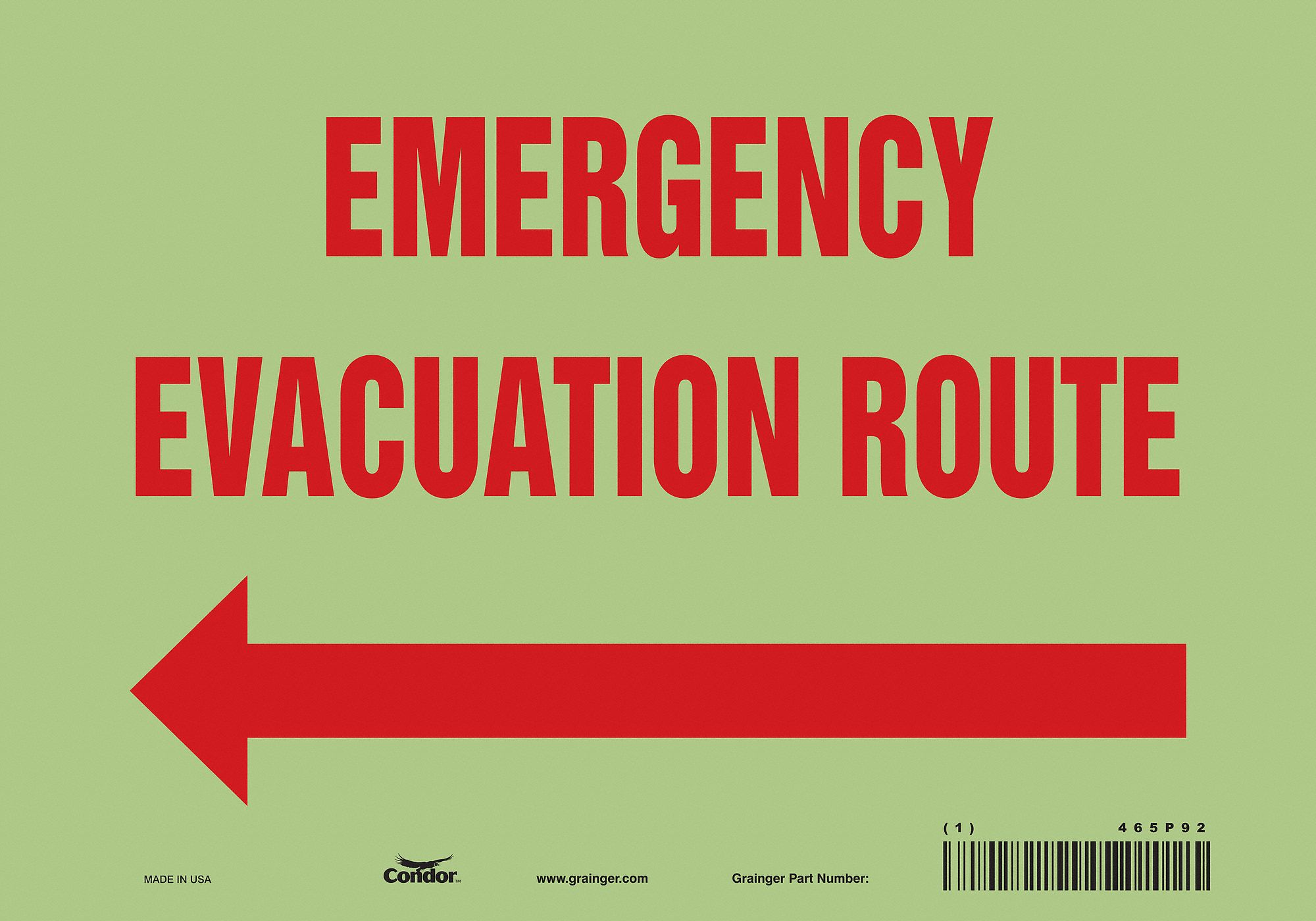 Safety Sign: Glow Vinyl, Adhesive Sign Mounting, 7 in x 10 in Nominal Sign Size, Not Retroreflective