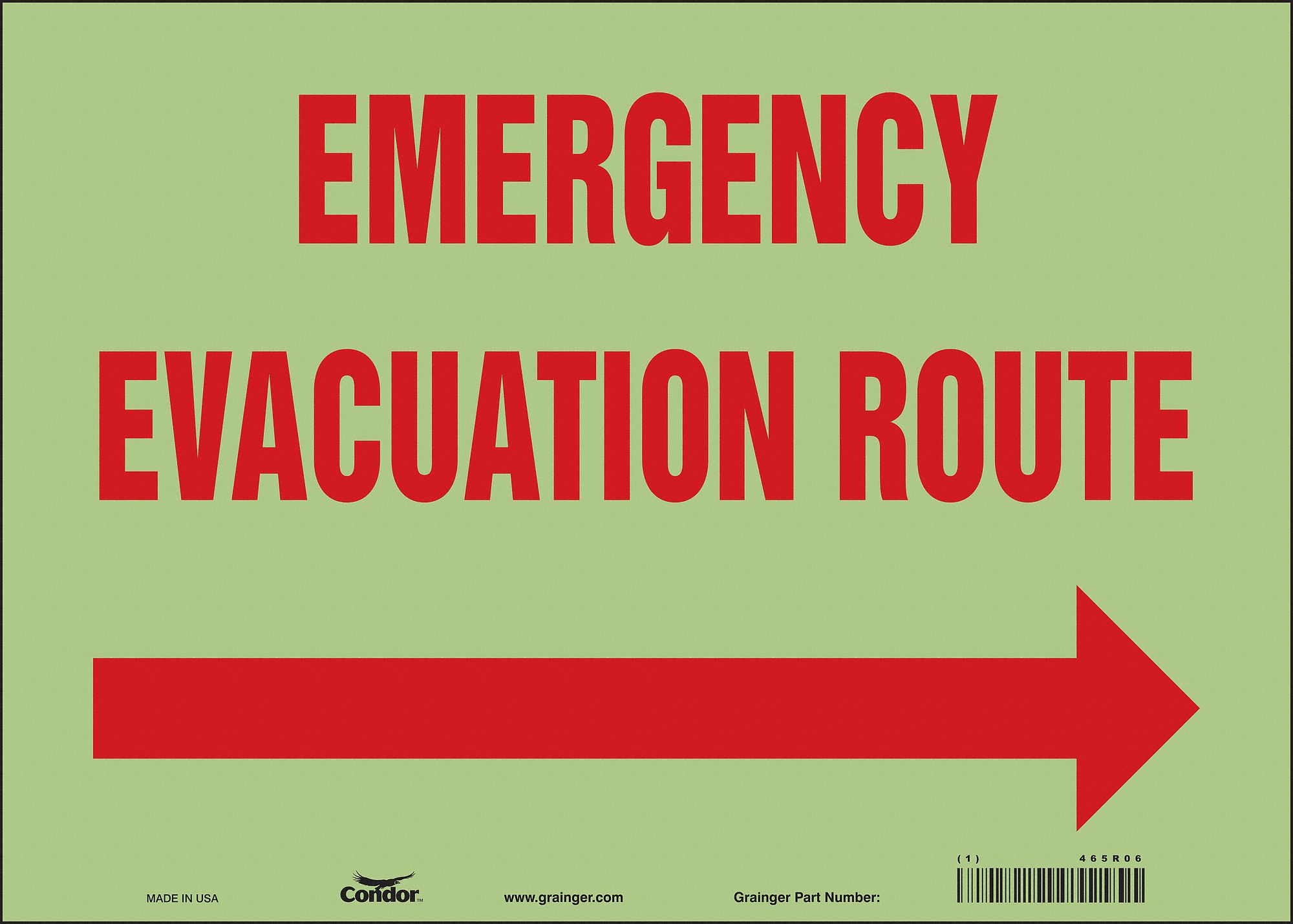 Safety Sign: Glow Vinyl, Adhesive Sign Mounting, 10 in x 14 in Nominal Sign Size, Glow In The Dark
