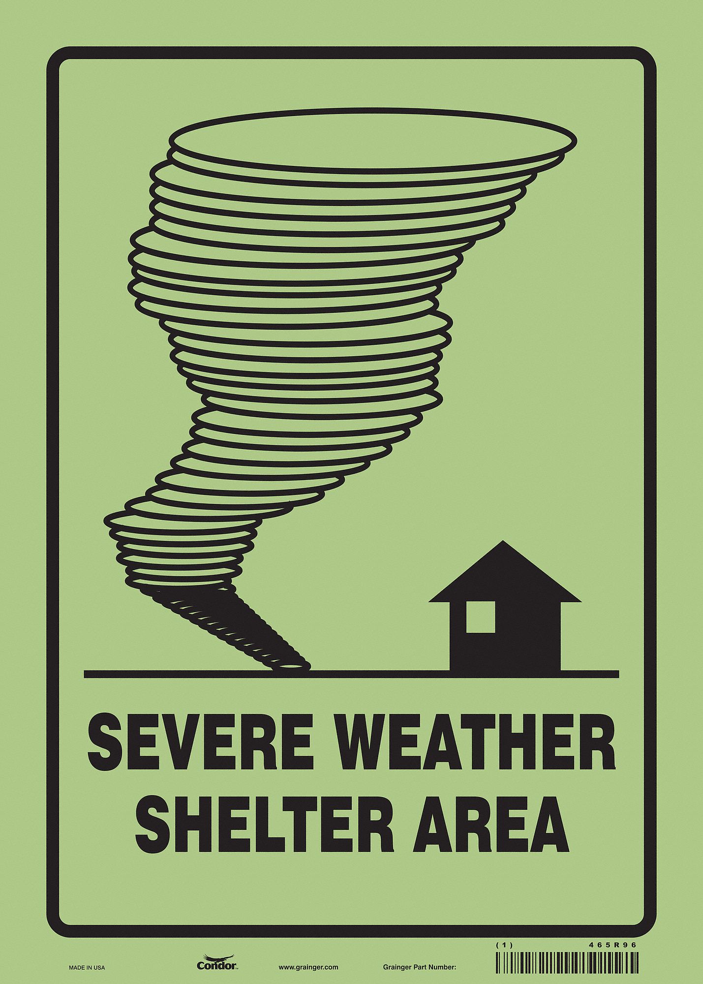 Safety Sign: Glow Vinyl, Adhesive Sign Mounting, 14 in x 10 in Nominal Sign Size, Glow In The Dark