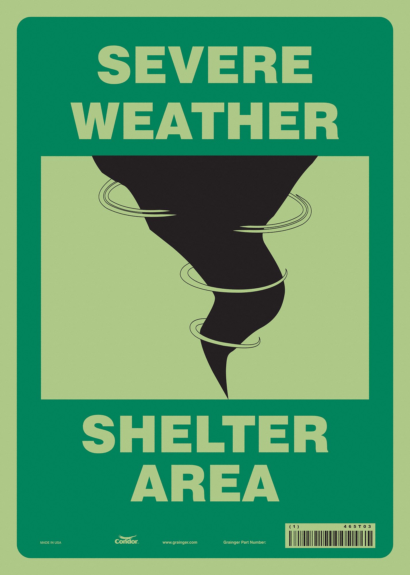 Safety Sign: Glow Vinyl, Adhesive Sign Mounting, 14 in x 10 in Nominal Sign Size, Glow In The Dark