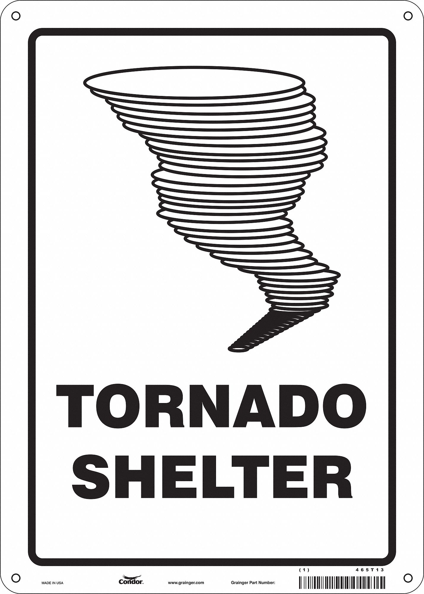 Safety Sign: Aluminum, Mounting Holes Sign Mounting, 14 in x 10 in Nominal Sign Size, 0.032 in Thick