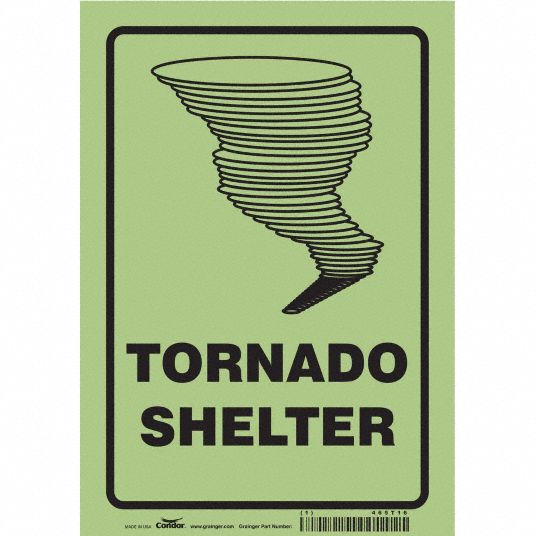 CONDOR Safety Sign, Tornado Shelter, Sign Header No Header, Glow Vinyl ...