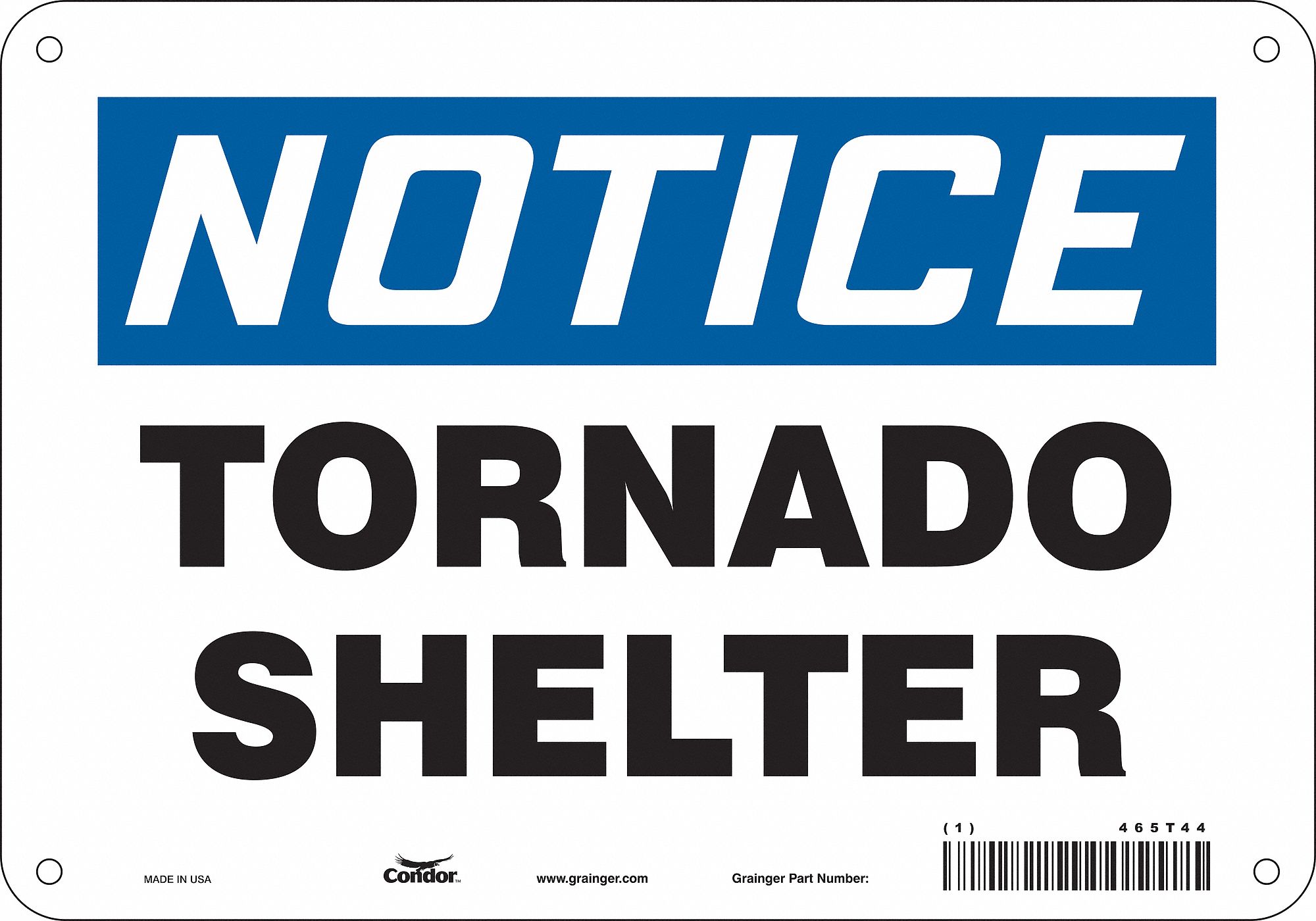 Safety Sign: Aluminum, Mounting Holes Sign Mounting, 7 in x 10 in Nominal Sign Size, 0.032 in Thick