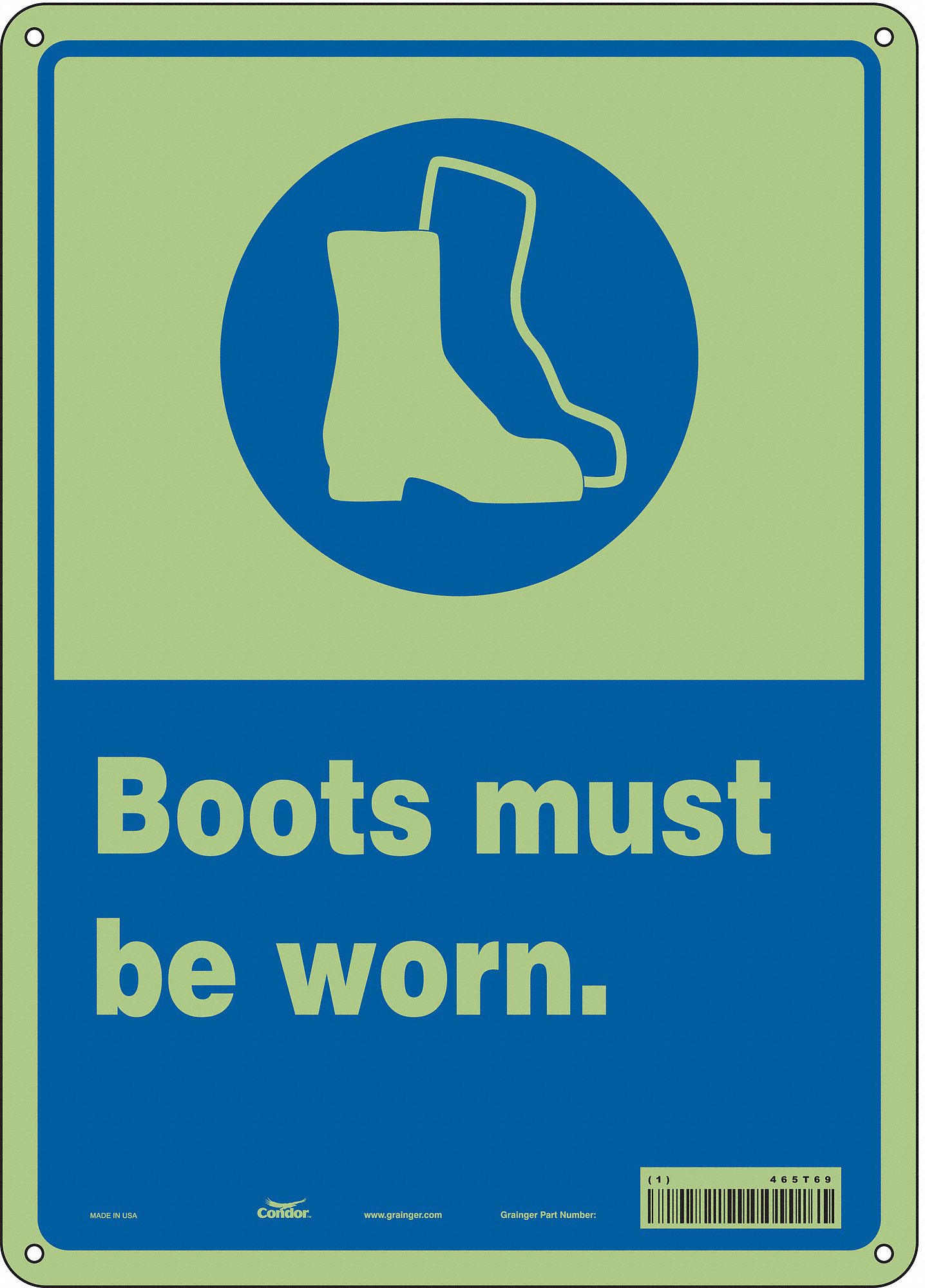 Safety Sign: Polyethylene, Mounting Holes Sign Mounting, 14 in x 10 in Nominal Sign Size, No Header
