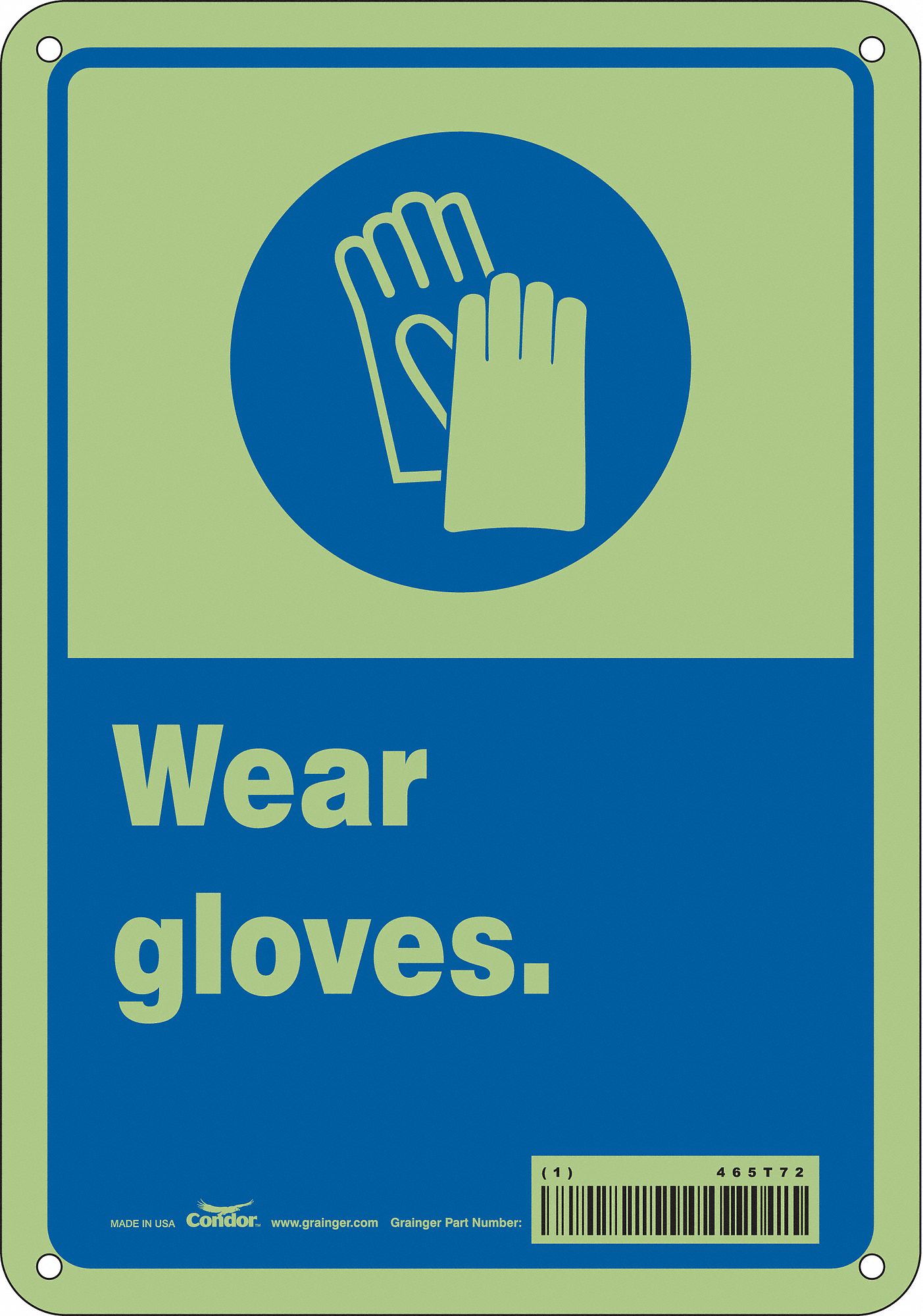 Safety Sign: Polyethylene, Mounting Holes Sign Mounting, 10 in x 7 in Nominal Sign Size, No Header