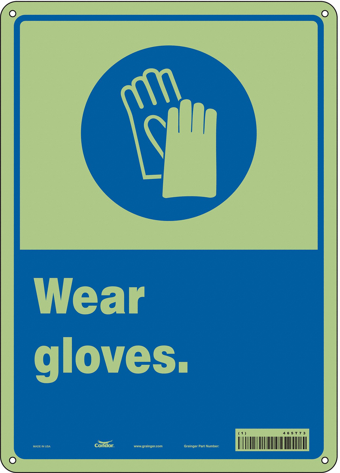 Safety Sign: Polyethylene, Mounting Holes Sign Mounting, 14 in x 10 in Nominal Sign Size