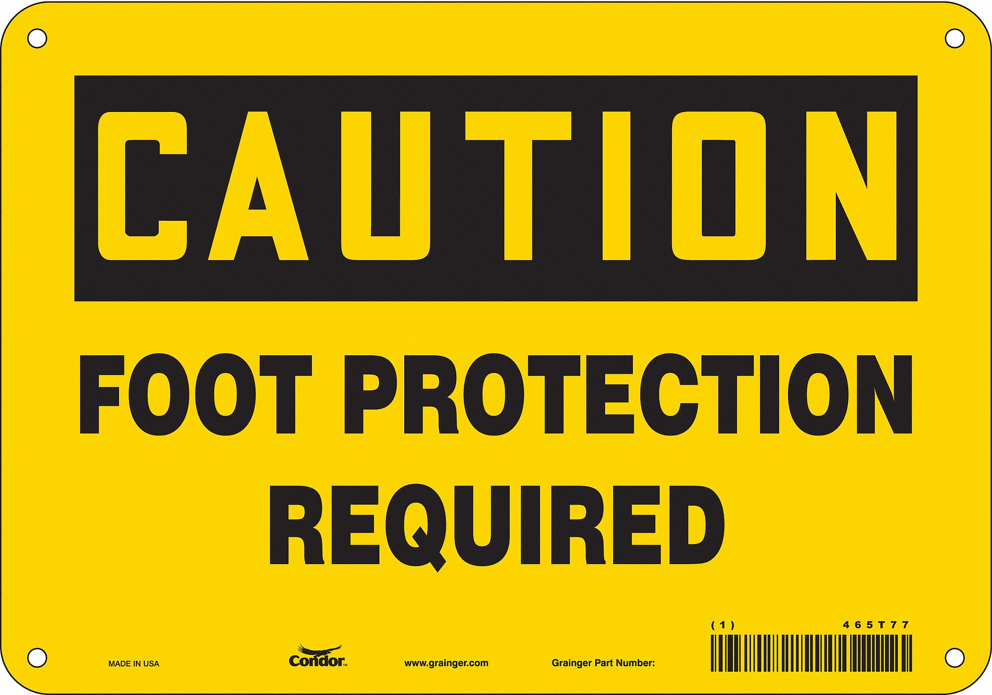 Safety Sign: Aluminum, Mounting Holes Sign Mounting, 7 in x 10 in Nominal Sign Size, 0.032 in Thick