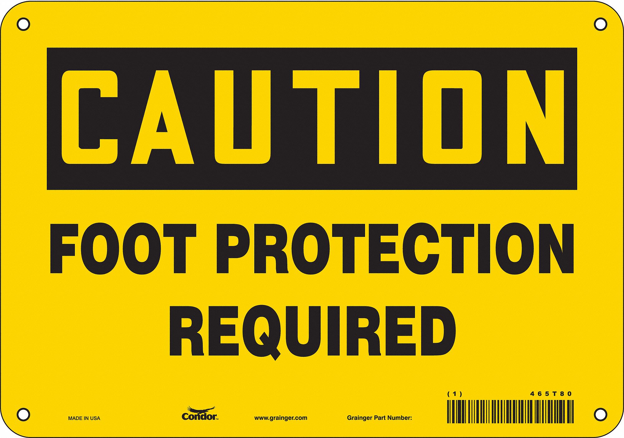 Safety Sign: Polyethylene, Mounting Holes Sign Mounting, 7 in x 10 in Nominal Sign Size, Caution