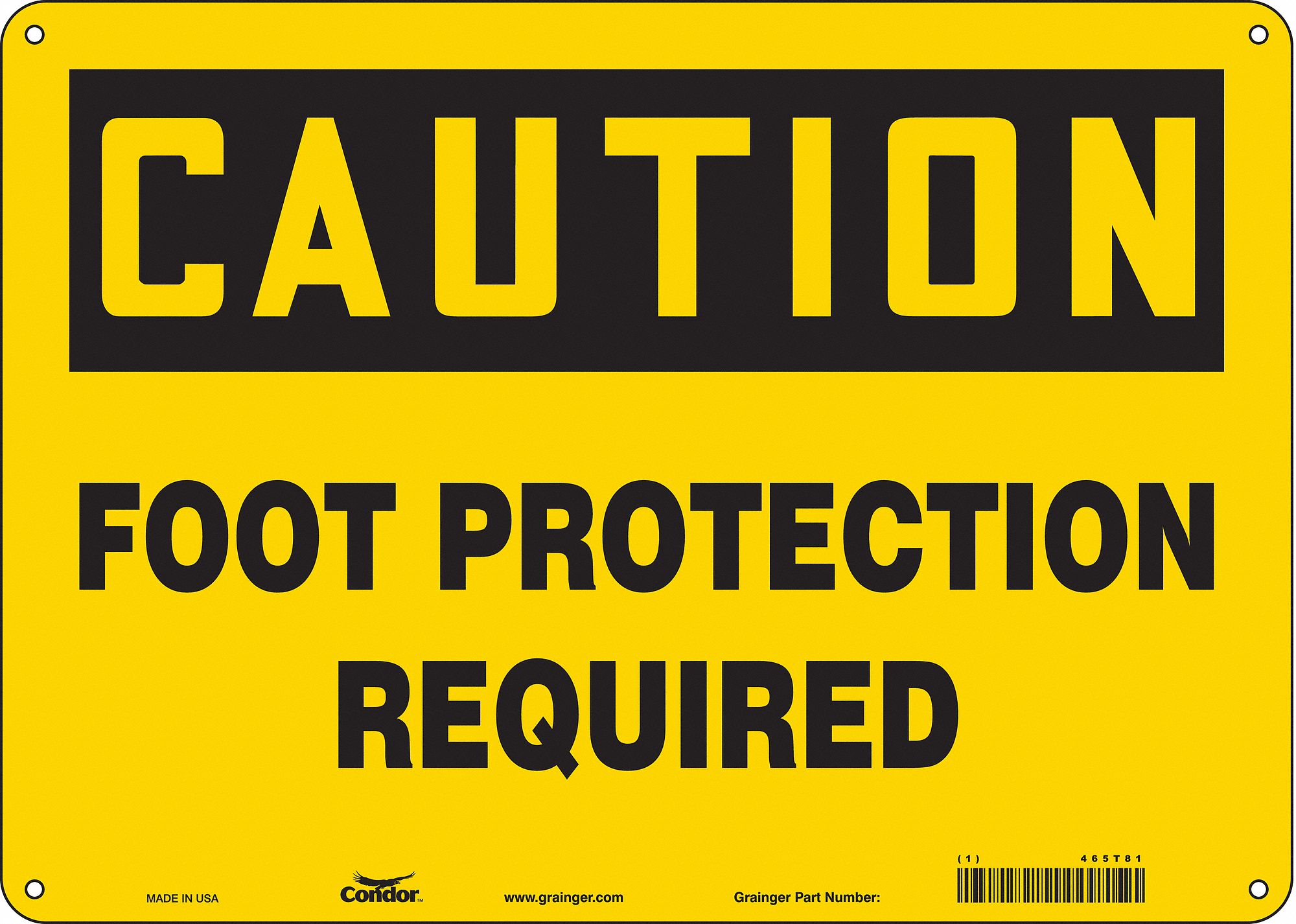 Safety Sign: Polyethylene, Mounting Holes Sign Mounting, 10 in x 14 in Nominal Sign Size, Caution