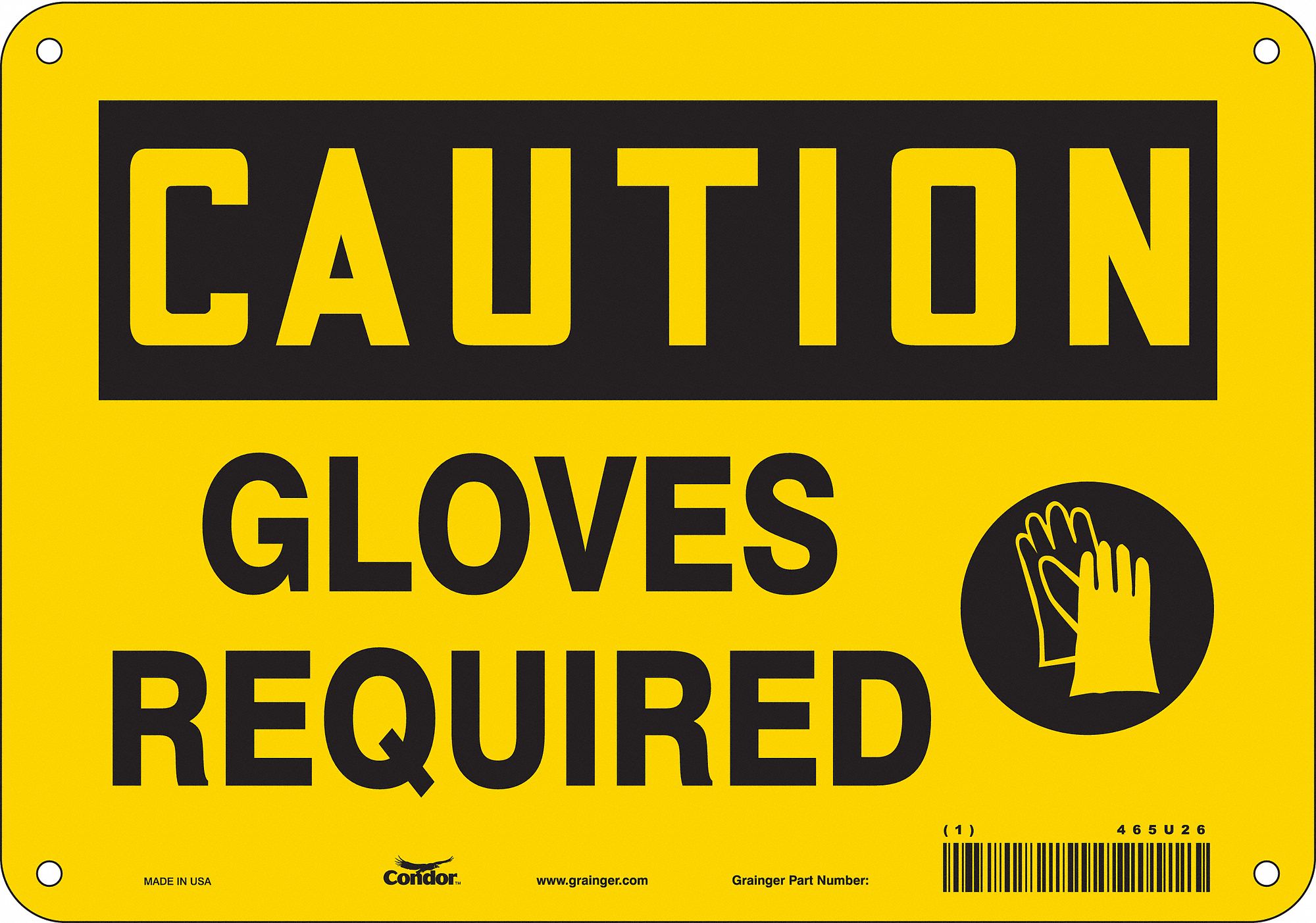 Safety Sign: Polyethylene, Mounting Holes Sign Mounting, 7 in x 10 in Nominal Sign Size, Caution