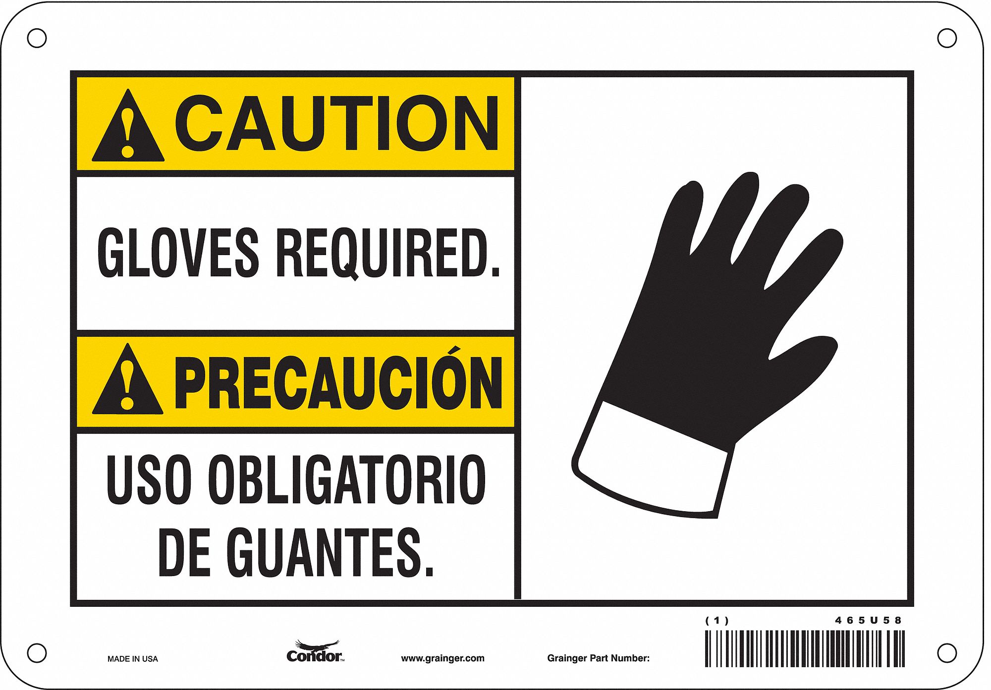 Safety Sign: Aluminum, Mounting Holes Sign Mounting, 7 in x 10 in Nominal Sign Size, 0.032 in Thick