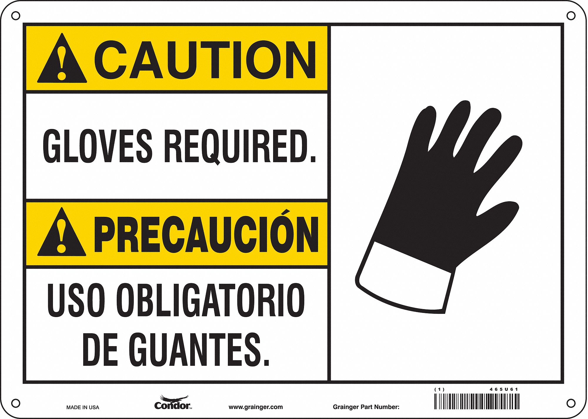 Safety Sign: Polyethylene, Mounting Holes Sign Mounting, 10 in x 14 in Nominal Sign Size