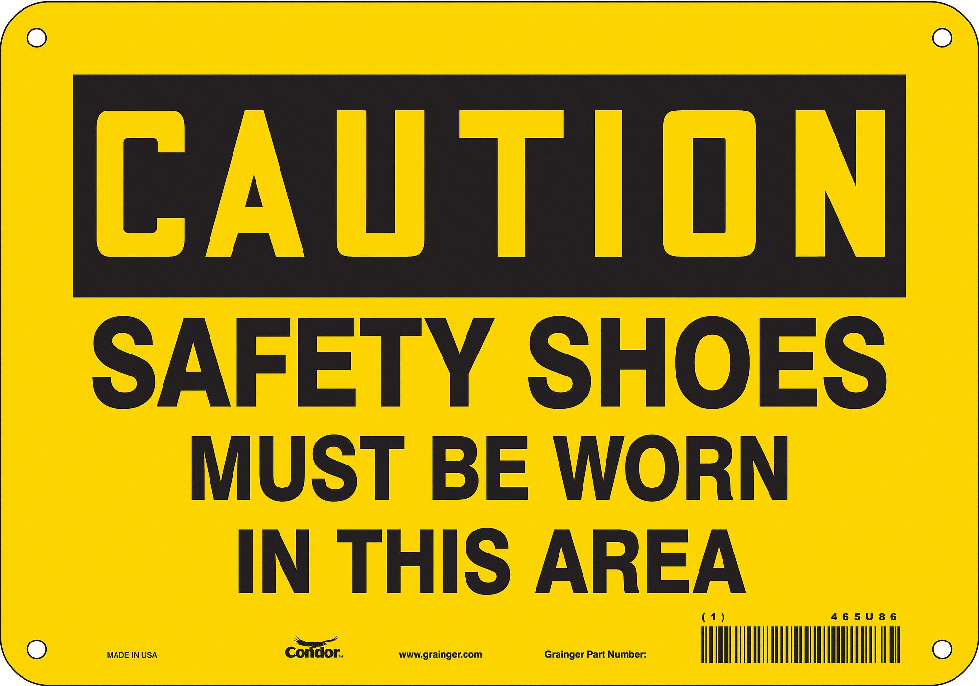 Safety Sign: Aluminum, Mounting Holes Sign Mounting, 7 in x 10 in Nominal Sign Size, 0.032 in Thick
