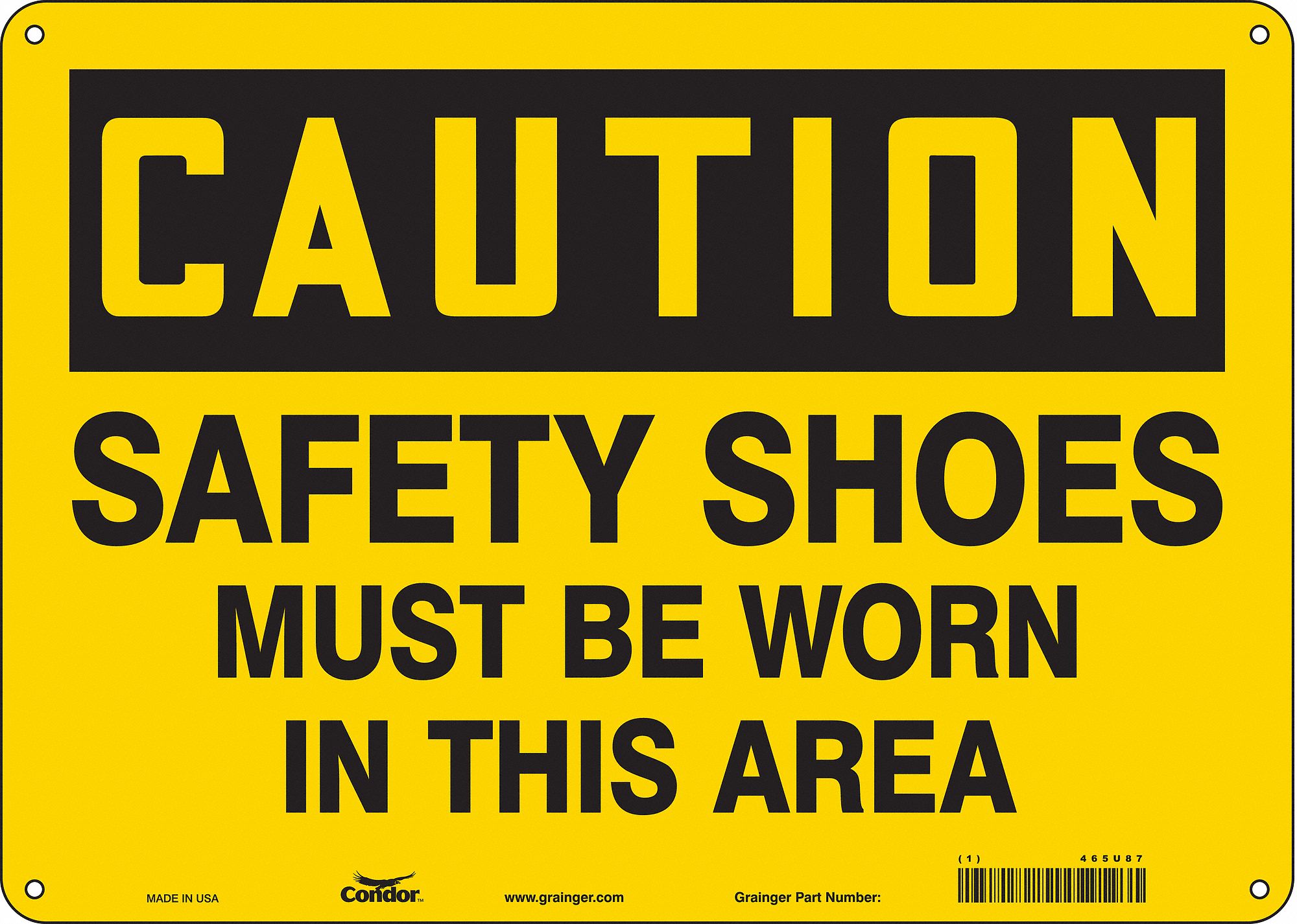 Safety Sign: Aluminum, Mounting Holes Sign Mounting, 10 in x 14 in Nominal Sign Size, 0.032 in Thick