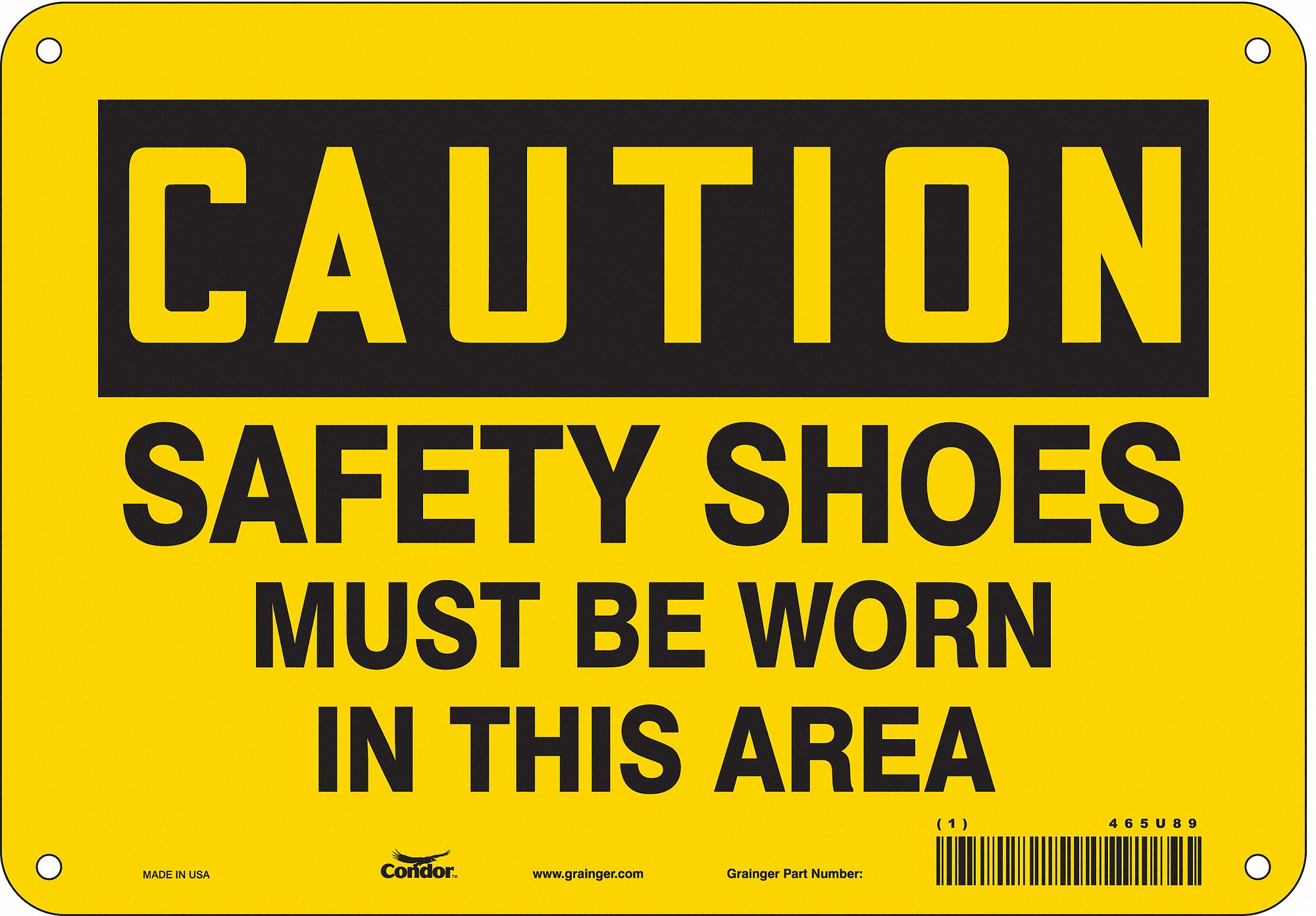 Safety Sign: Polyethylene, Mounting Holes Sign Mounting, 7 in x 10 in Nominal Sign Size, Caution